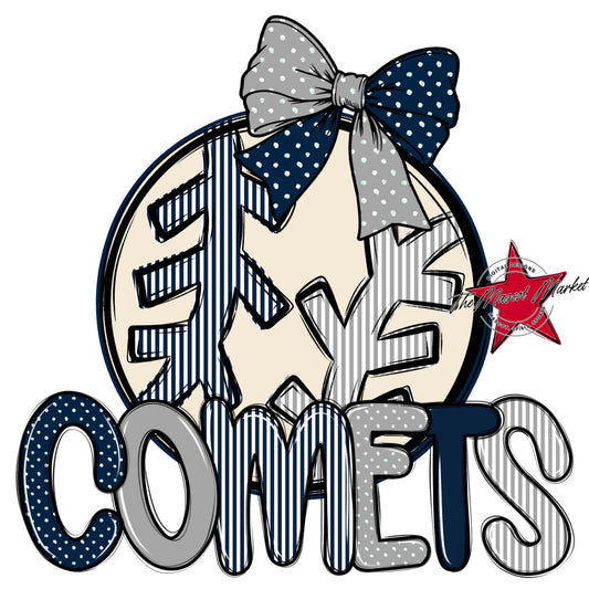 Comets Baseball-Softball Spirit Design-Navy & Grey