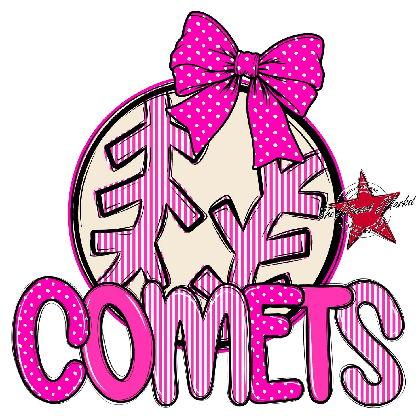 Comets Baseball-Softball Spirit Design-Pink