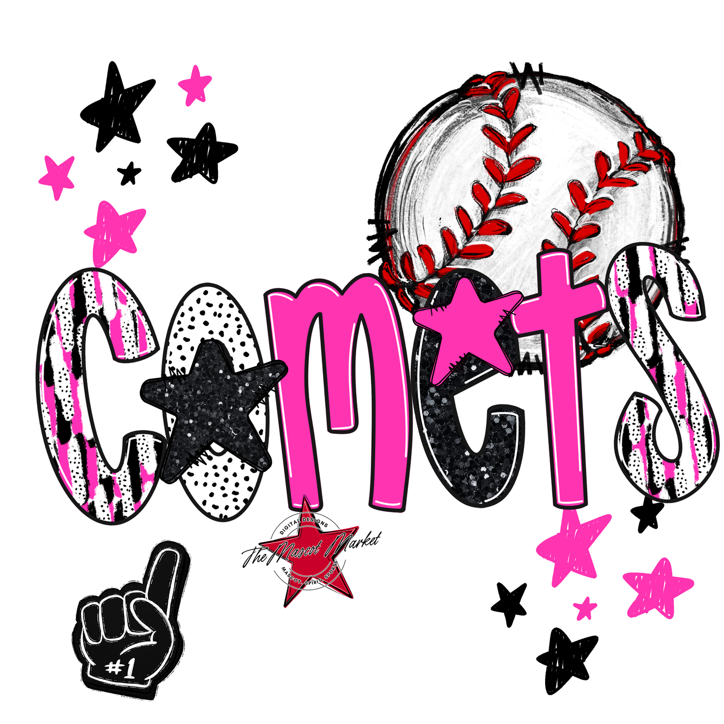 Comets Baseball Scrape-Pink