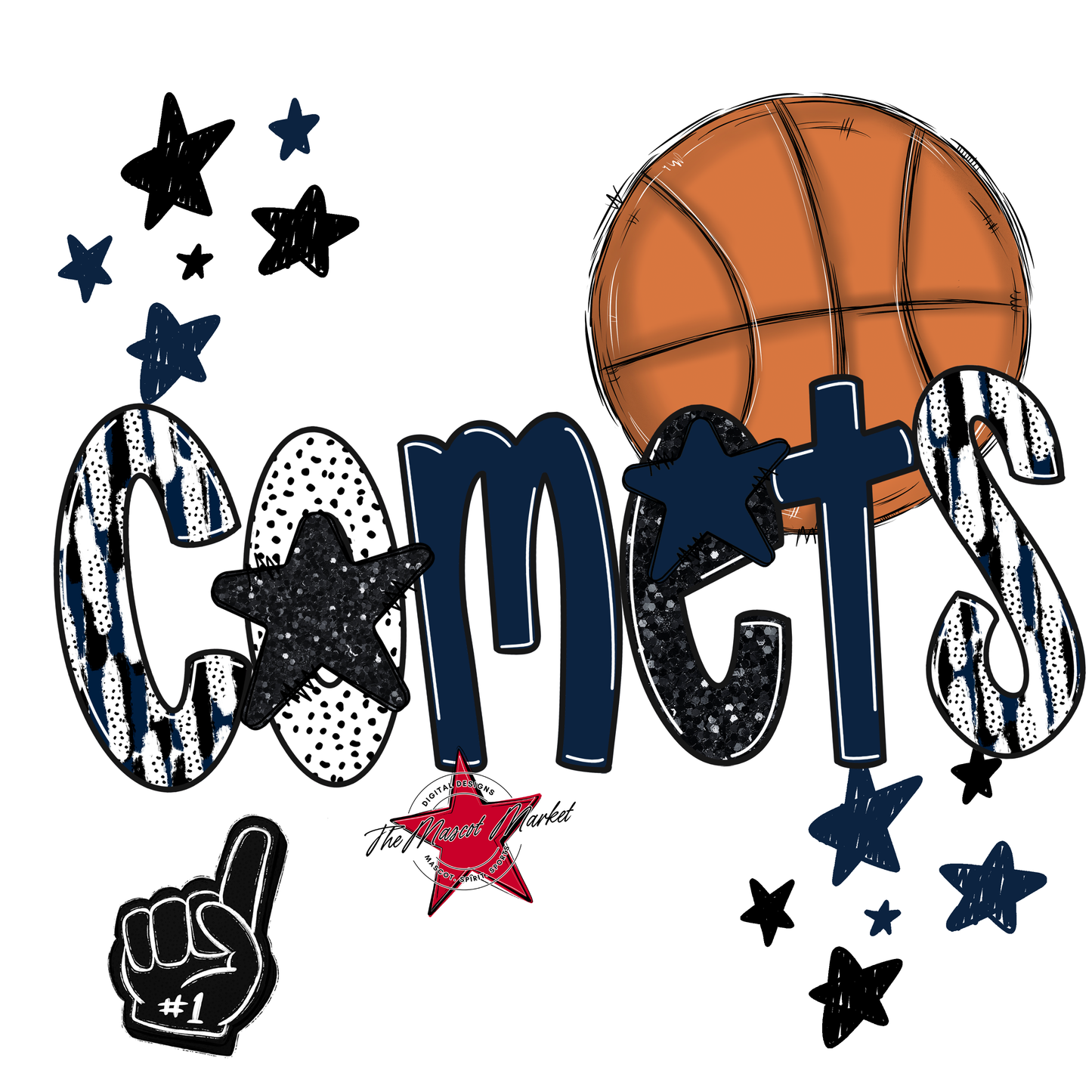 Comets Basketball Scrape-Navy