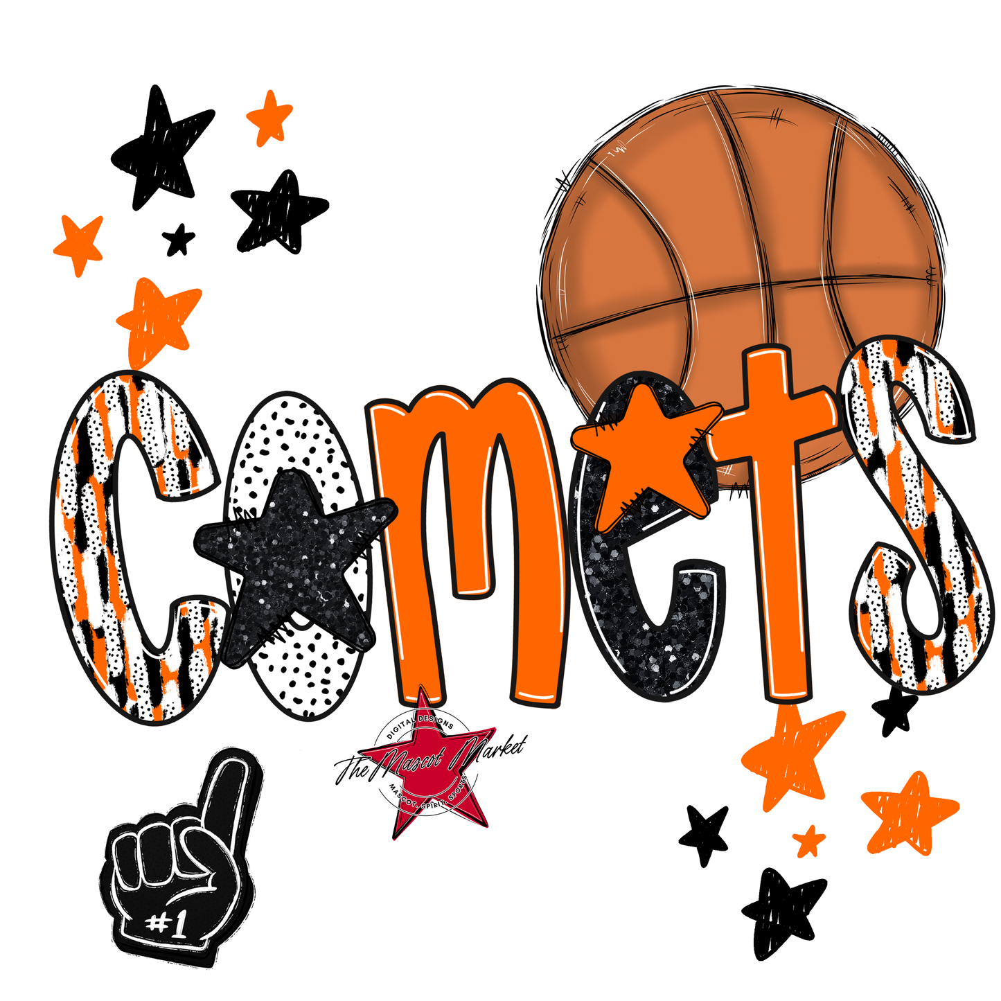 Comets Basketball Scrape-Orange