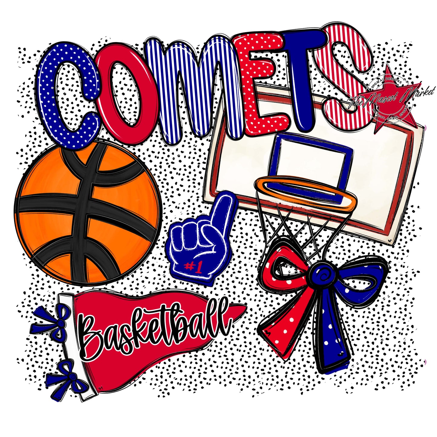 Comets Basketball Spirit-Blue & Red