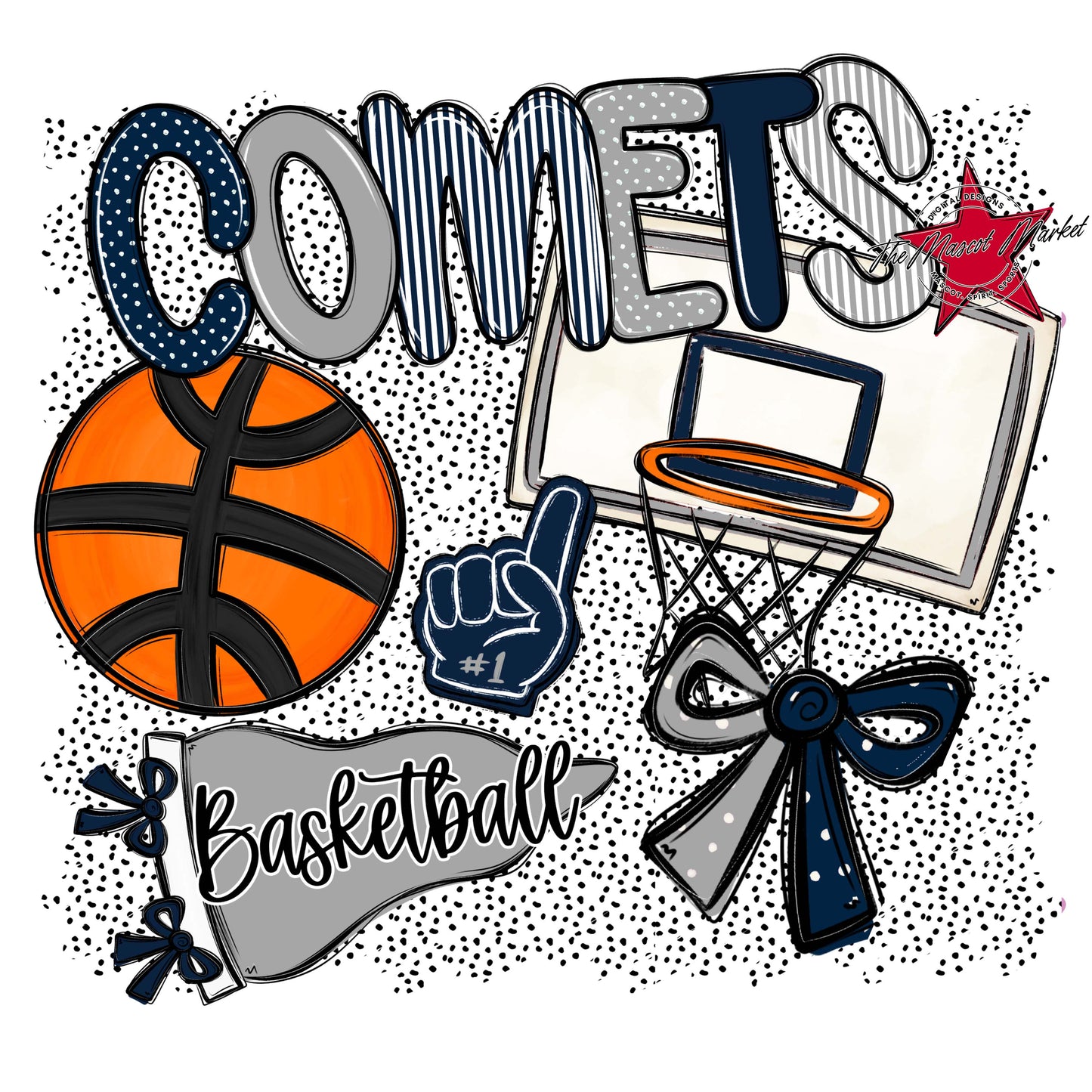 Comets Basketball Spirit-Navy & Grey