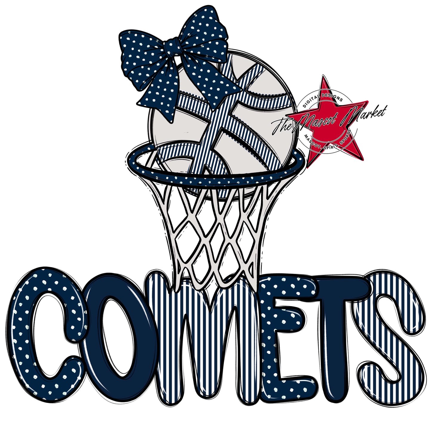 Comets Basketball Spirit Design-Navy