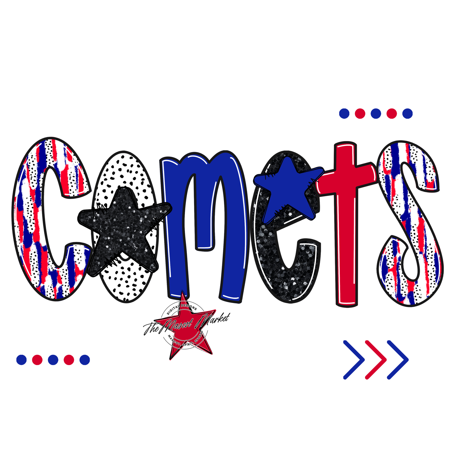 Comets Brushstroke Alpha w Arrows-Blue-Red