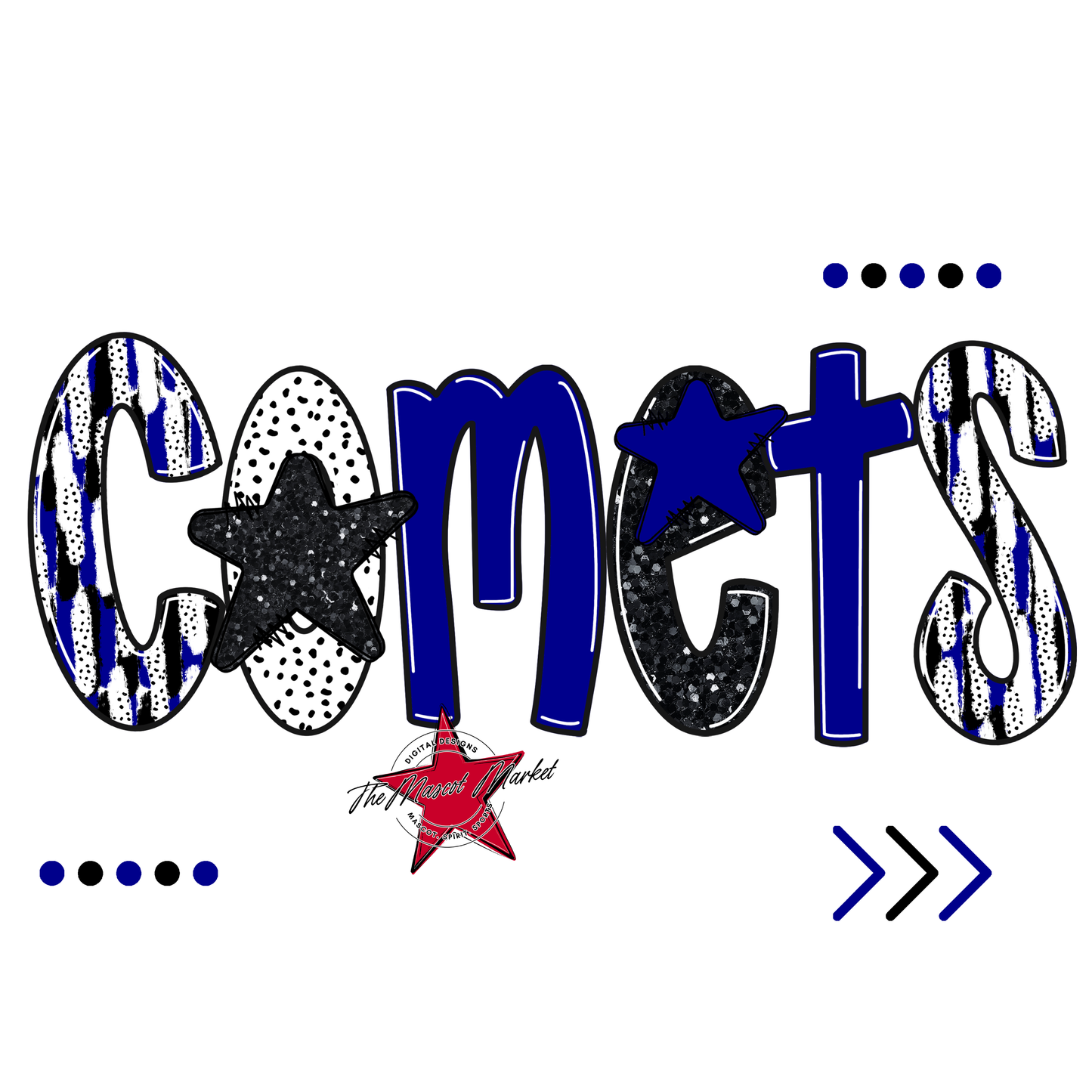 Comets Brushstroke Alpha w Arrows-Blue