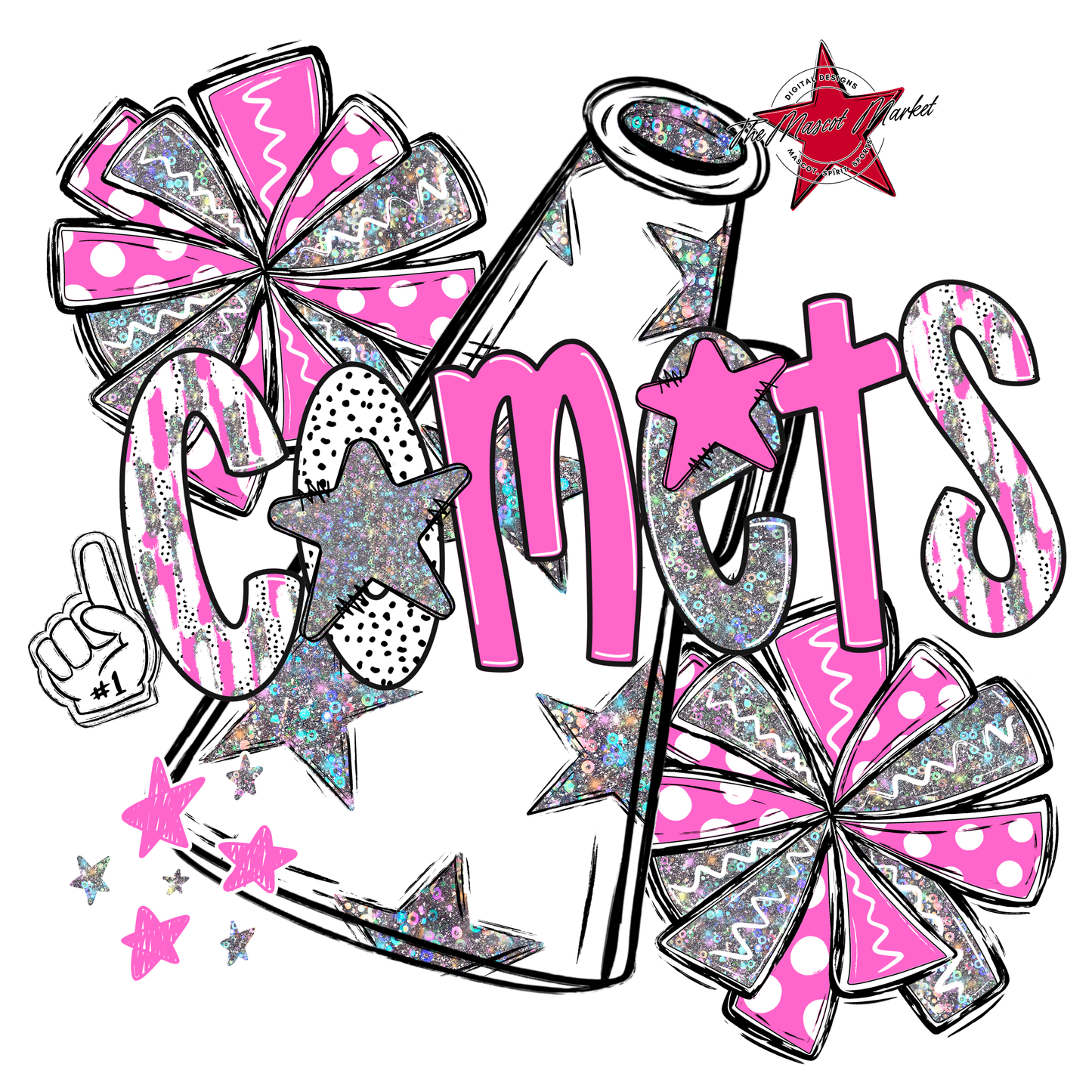 Comets Cheer Megaphone Scrape-Baby Pink