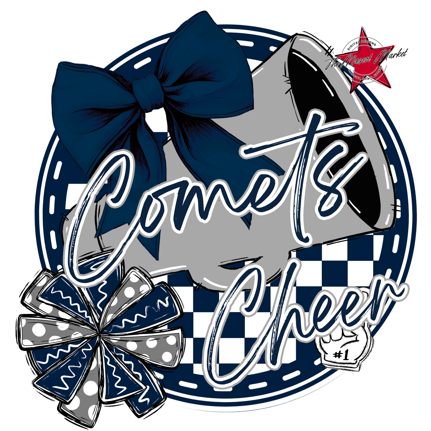 Comets Circle Cheer Design-Navy-Grey