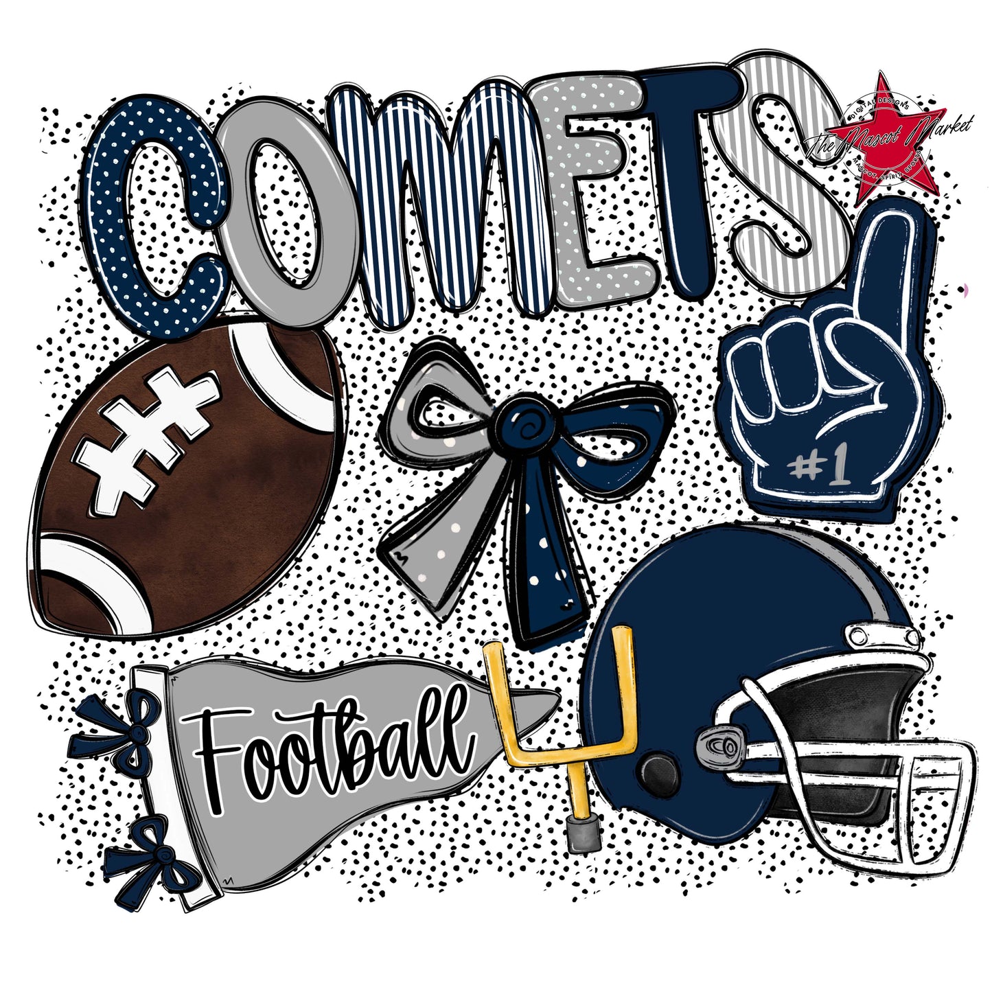 Comets Football Spirit-Navy & Grey