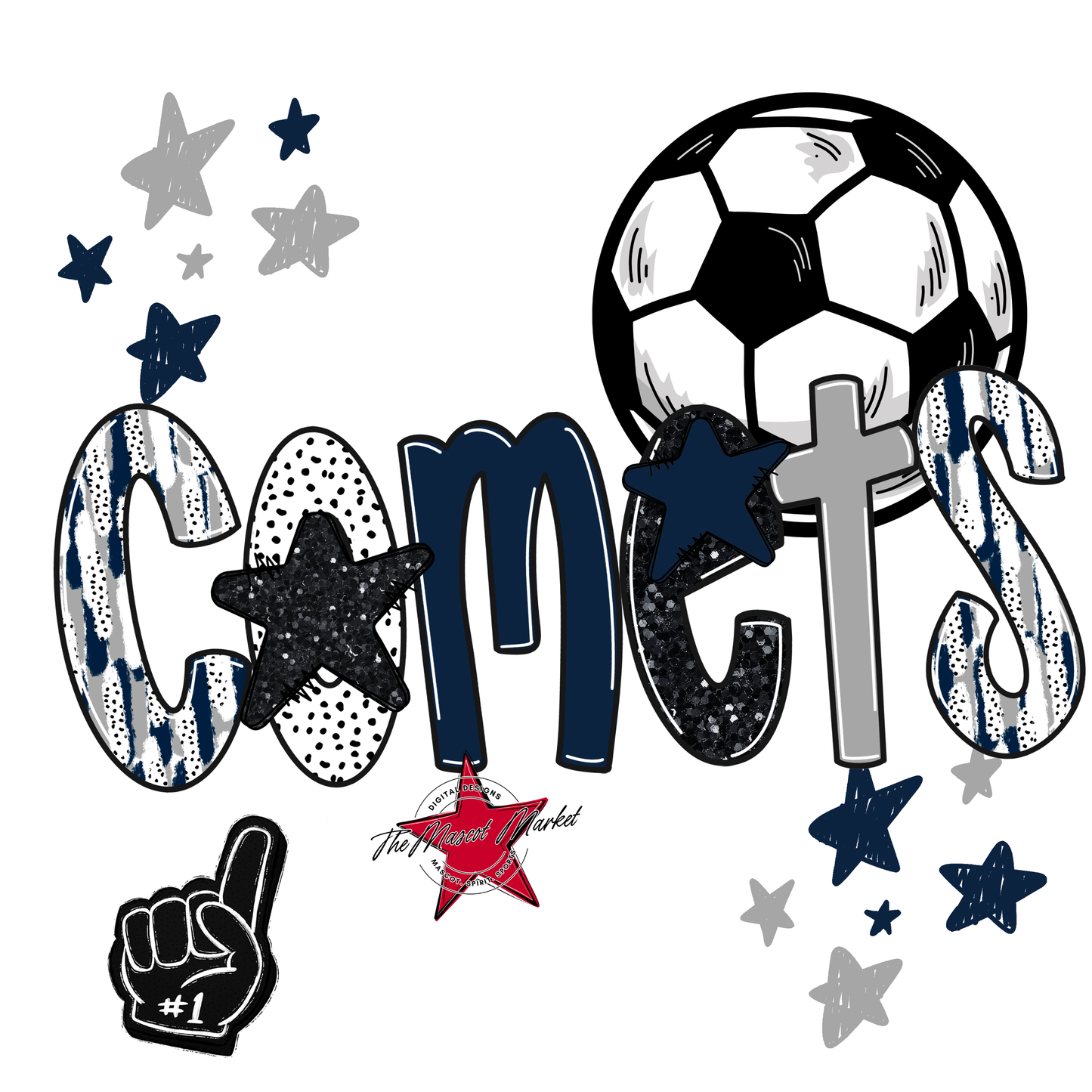 Comets Soccer Scrape-Navy-Grey