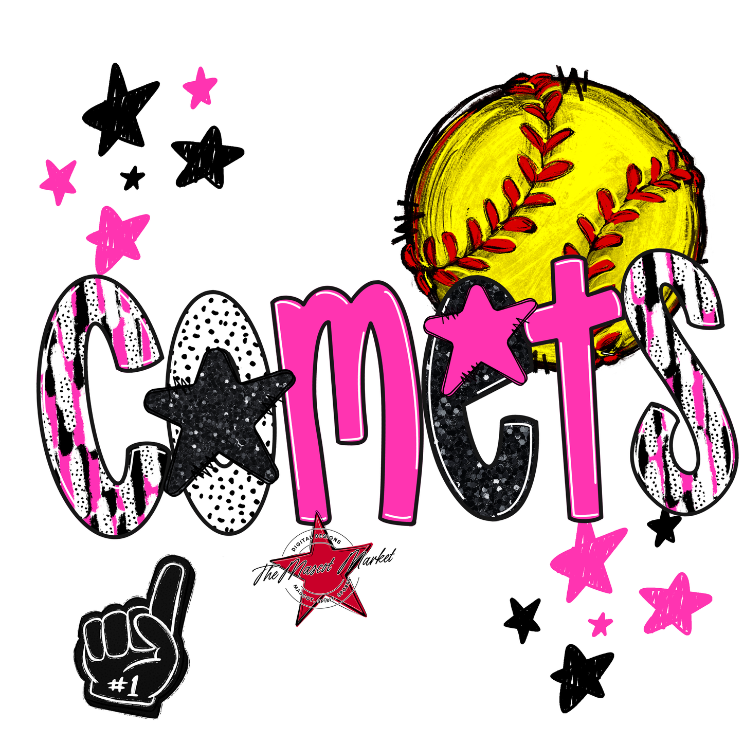 Comets Softball Scrape-Pink