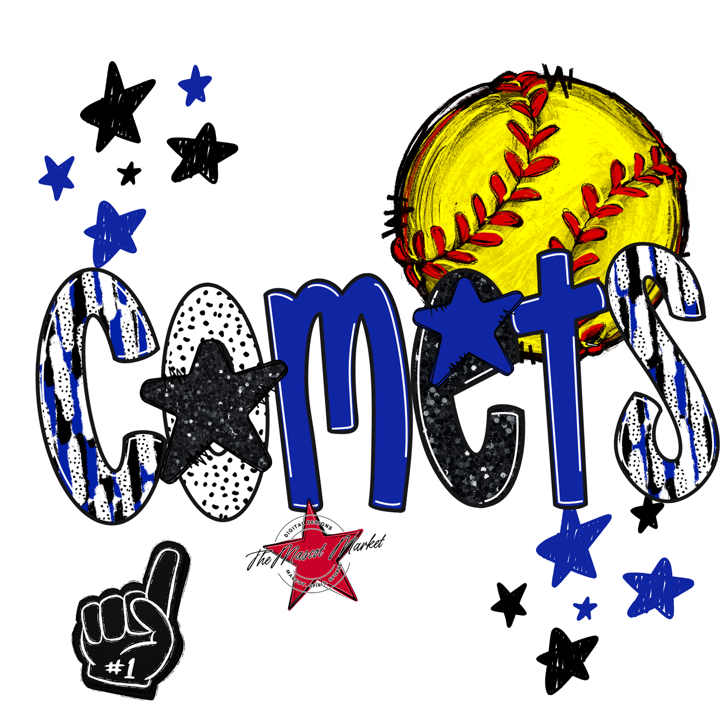 Comets Softball Scrape-Royal Blue