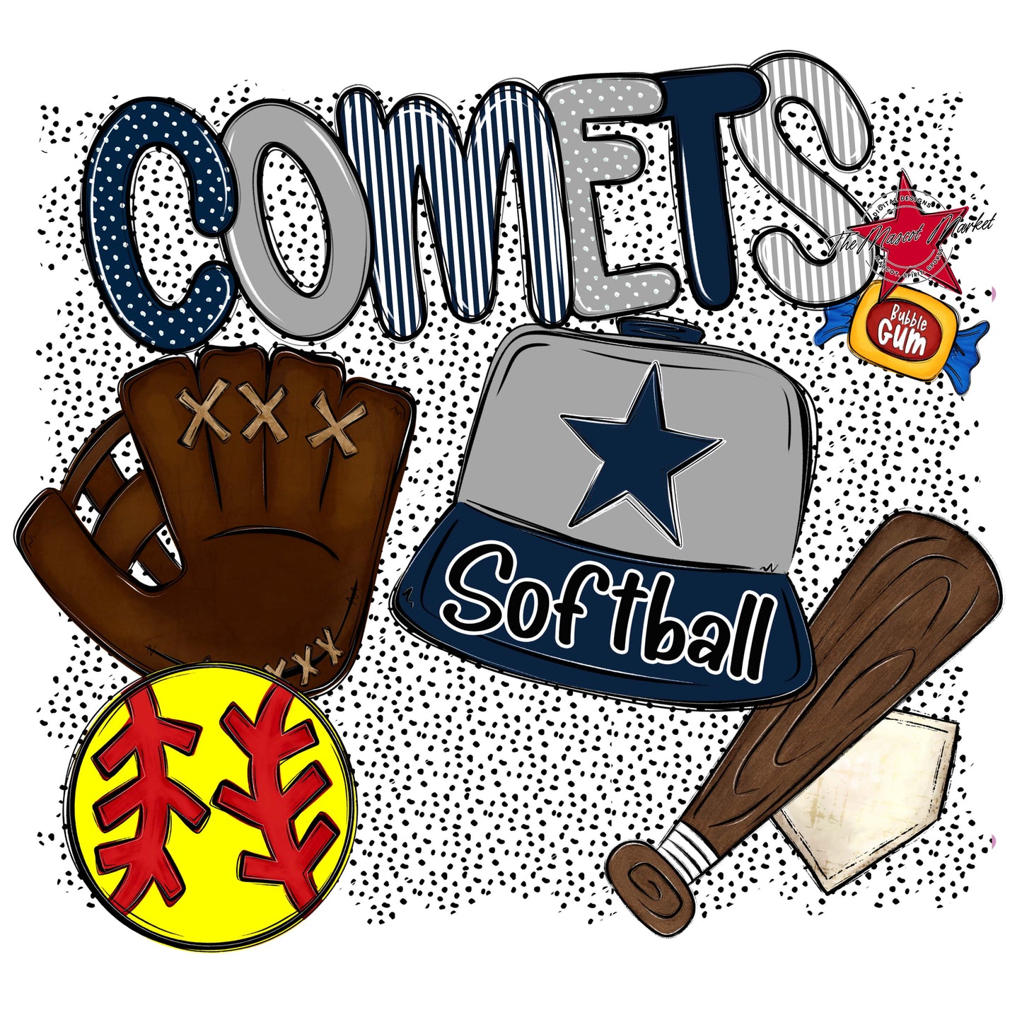 Comets Softball Spirit-Navy & Grey