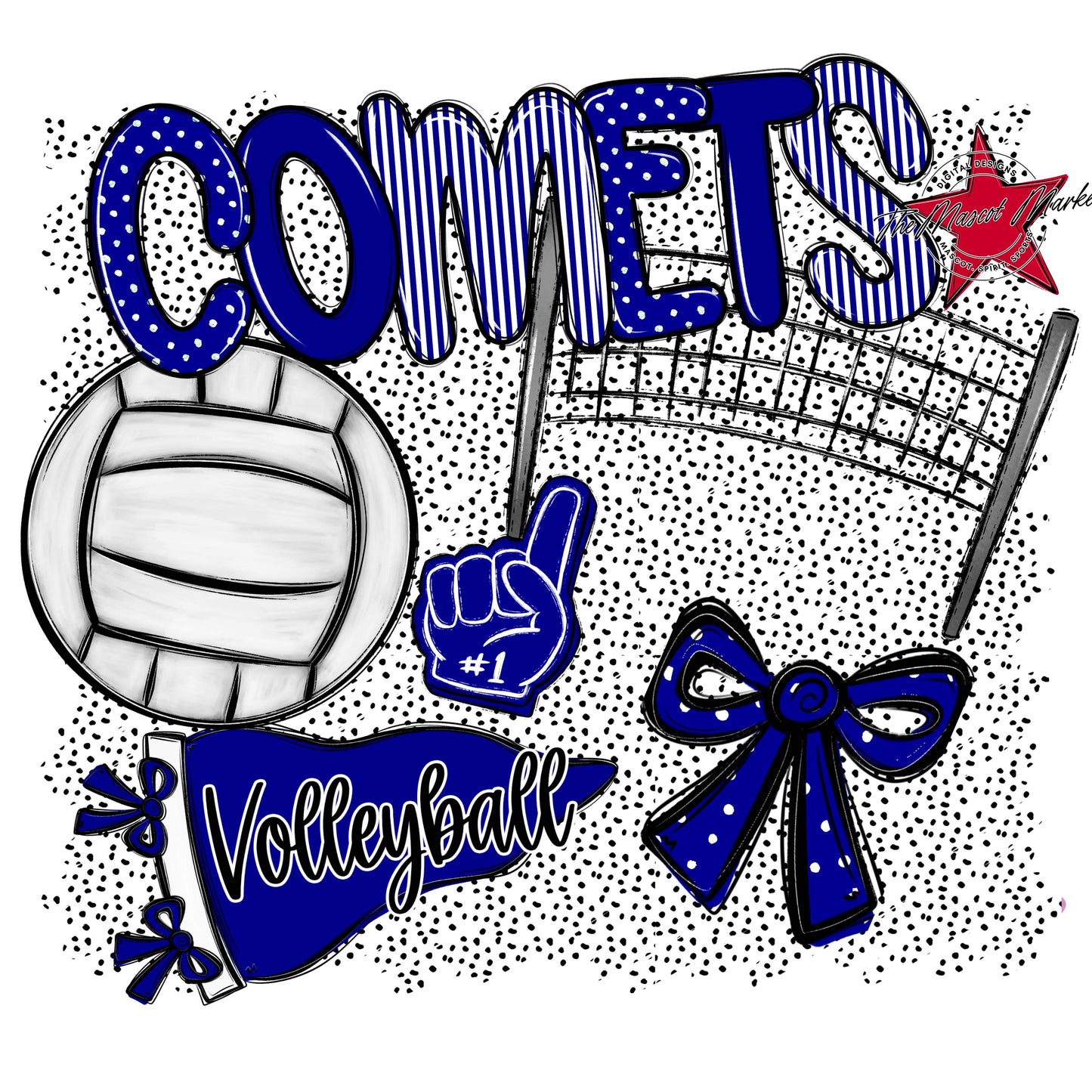 Comets Volleyball Spirit-Blue