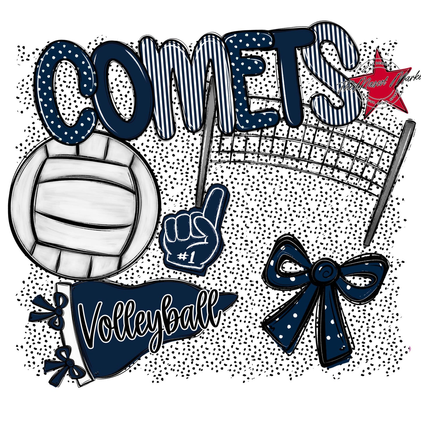 Comets Volleyball Spirit-Navy