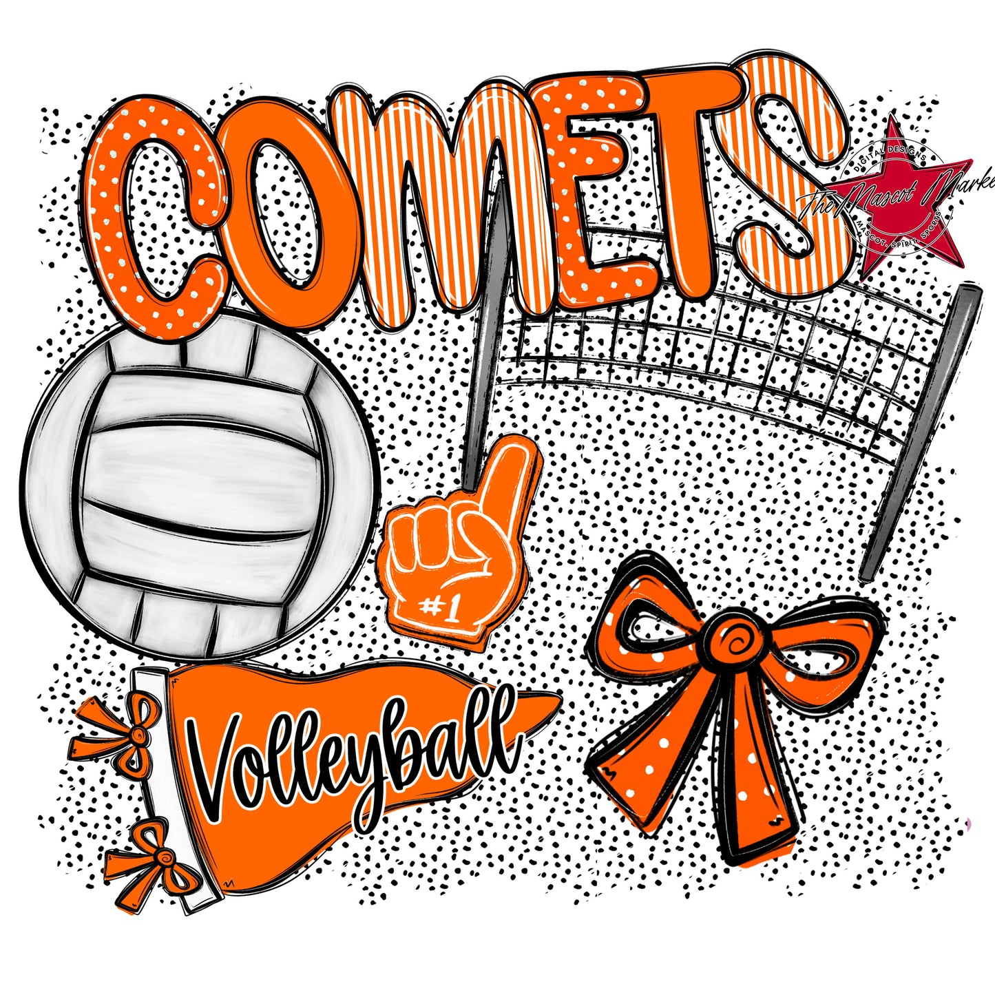 Comets Volleyball Spirit-Orange