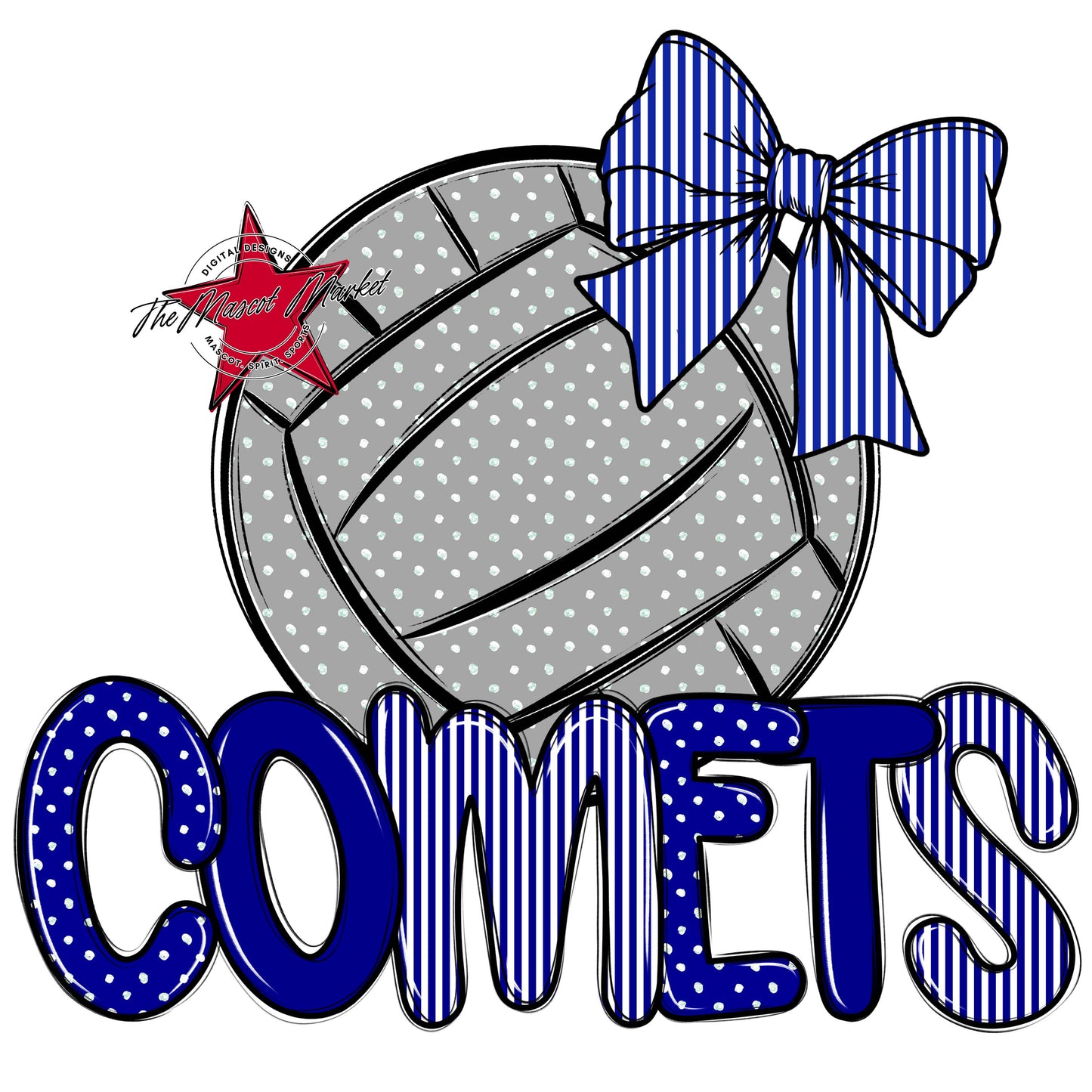 Comets Volleyball Spirit Design-Blue