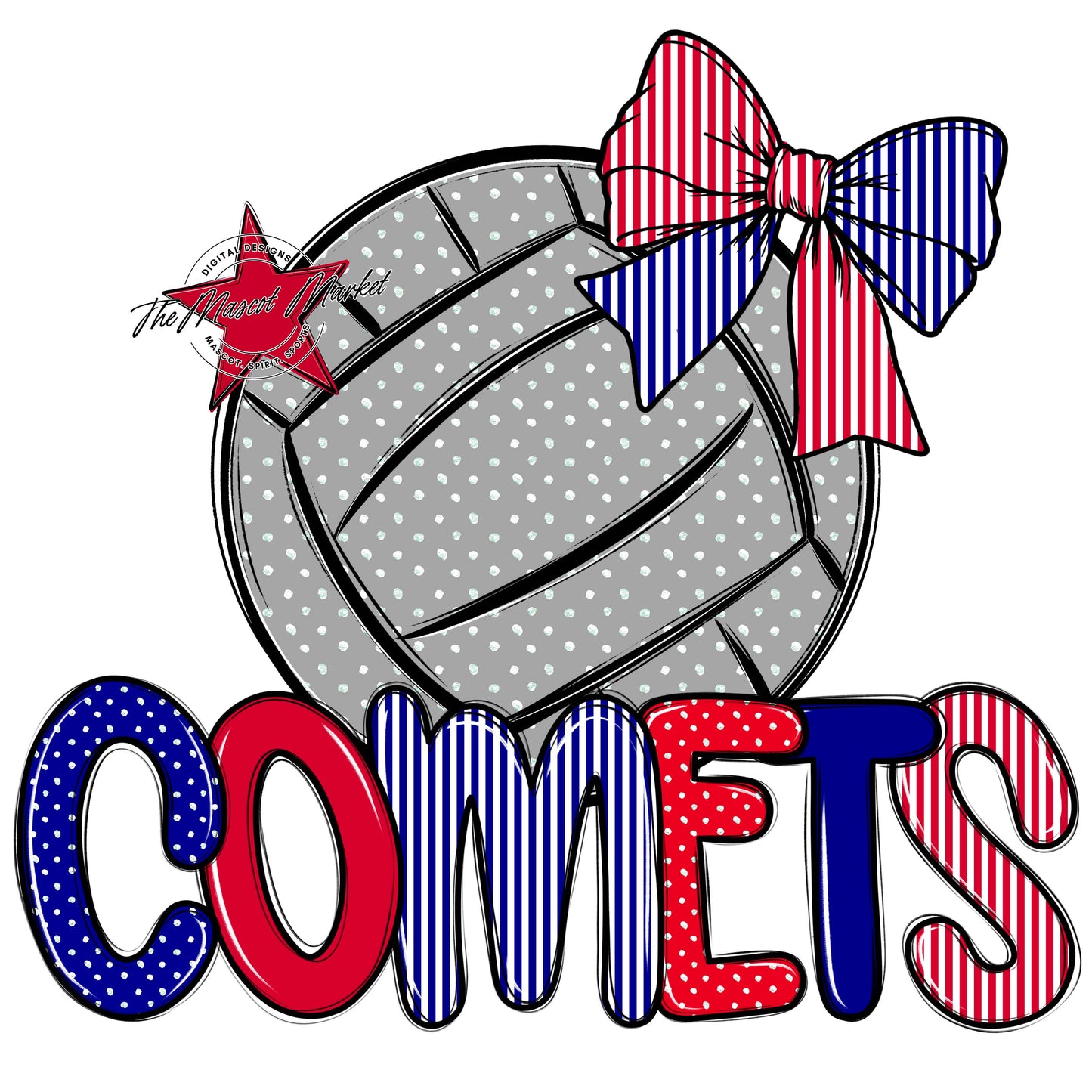 Comets Volleyball Spirit Design-Blue & Red