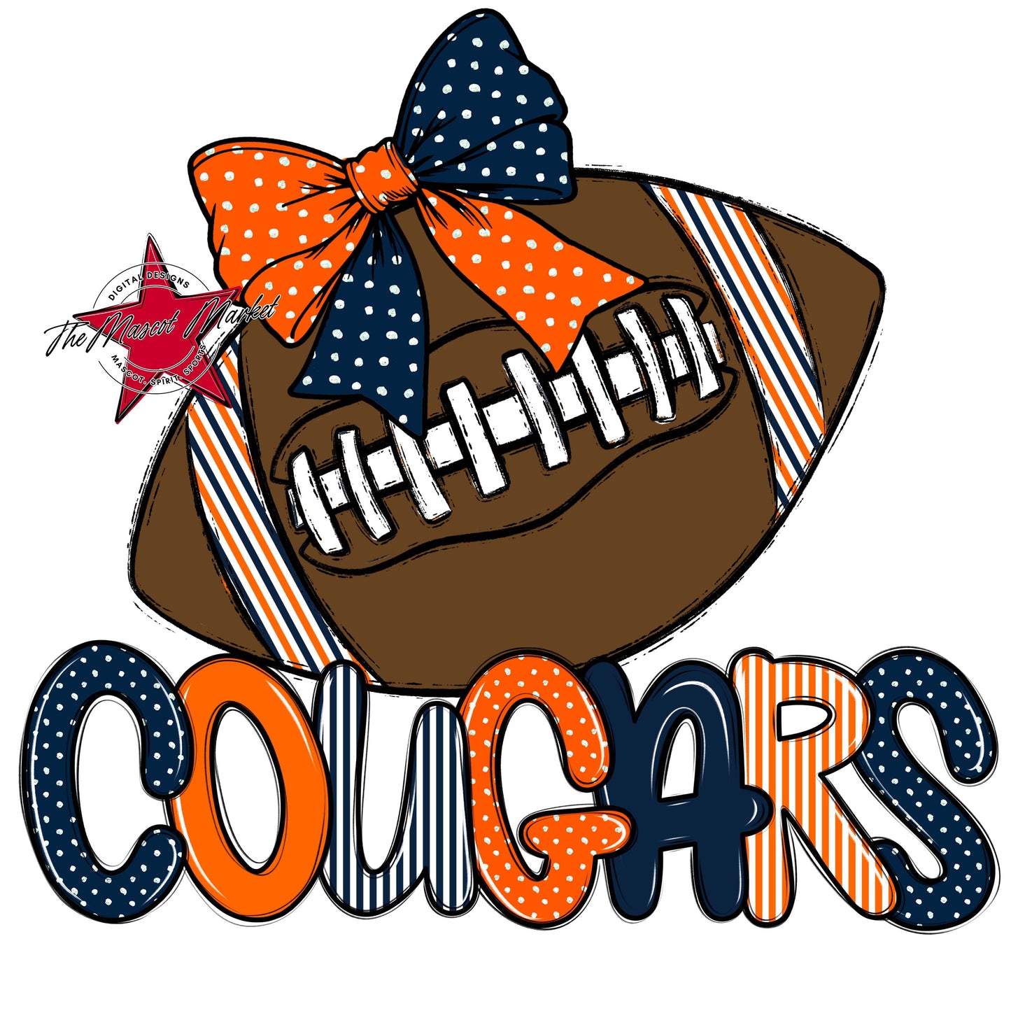 Cougars Football Spirit Design-Navy & Orange