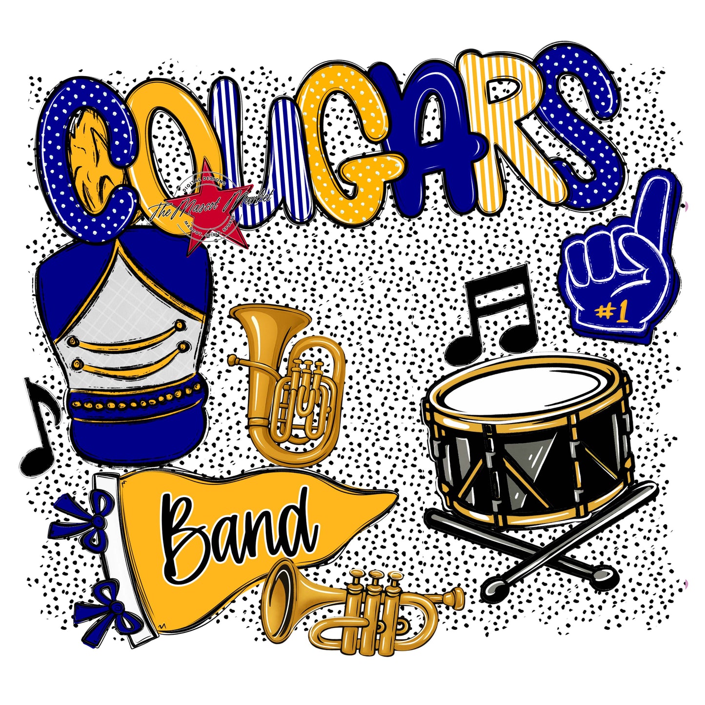 Cougars Band Spirit-Blue & Yellow