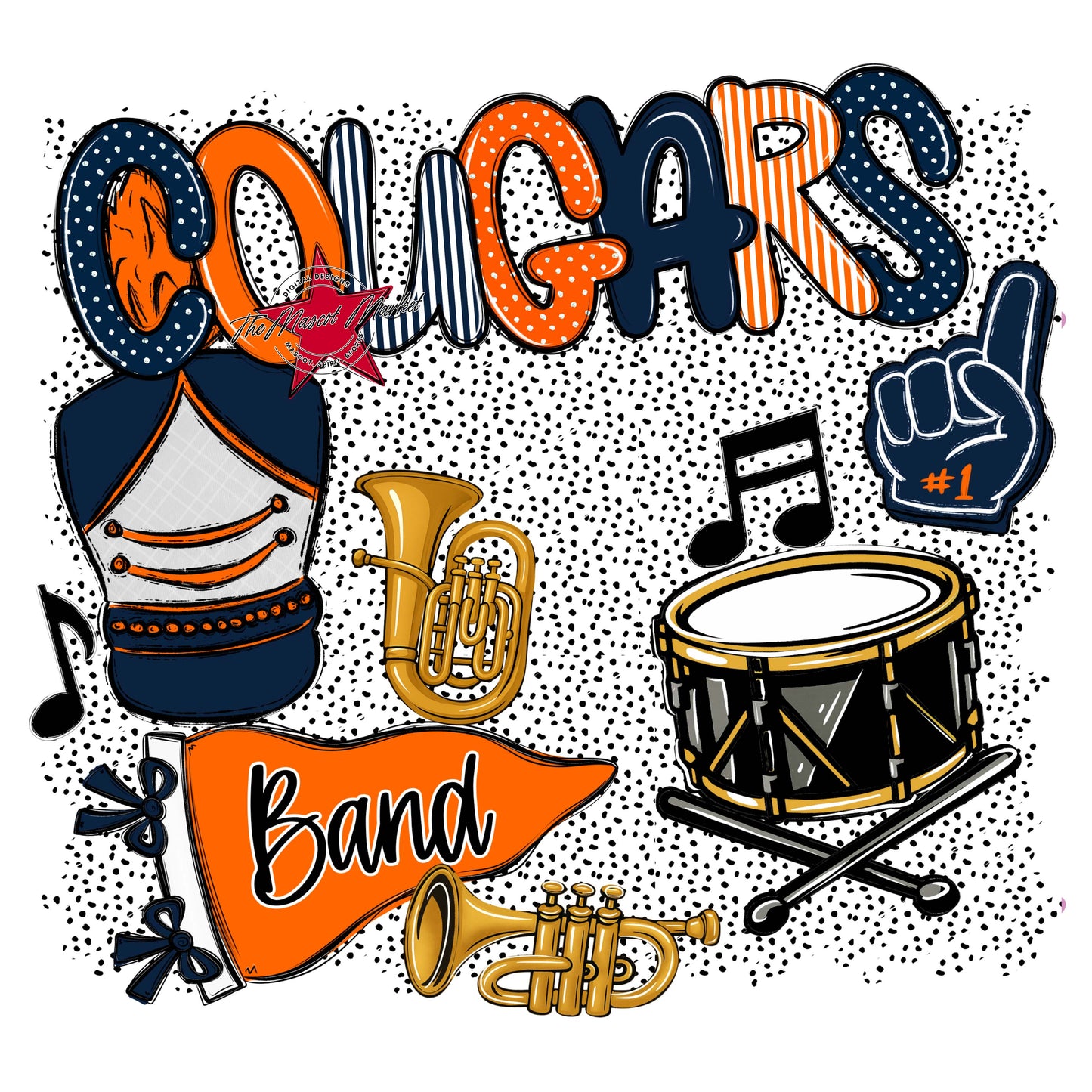 Cougars Band Spirit-Navy & Orange