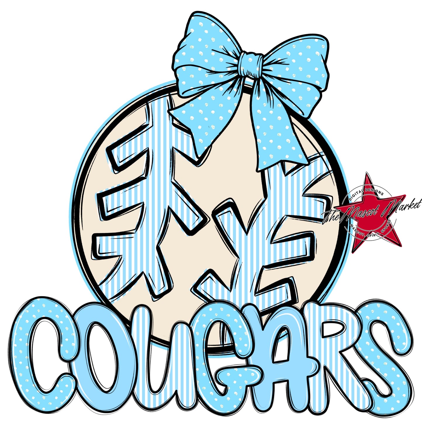 Cougars Baseball-Softball Spirit Design-Columbia Blue