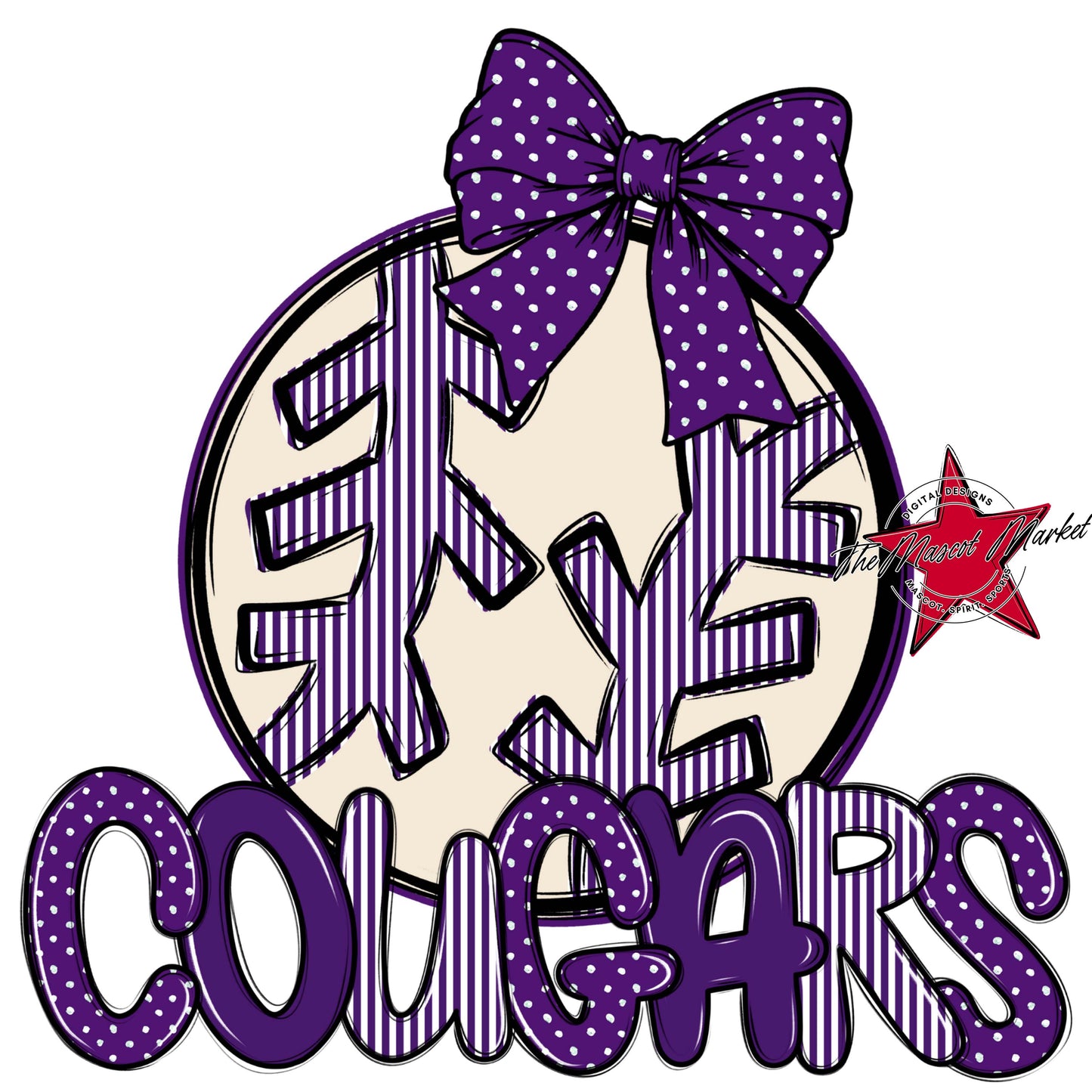 Cougars Baseball-Softball Spirit Design-Purple