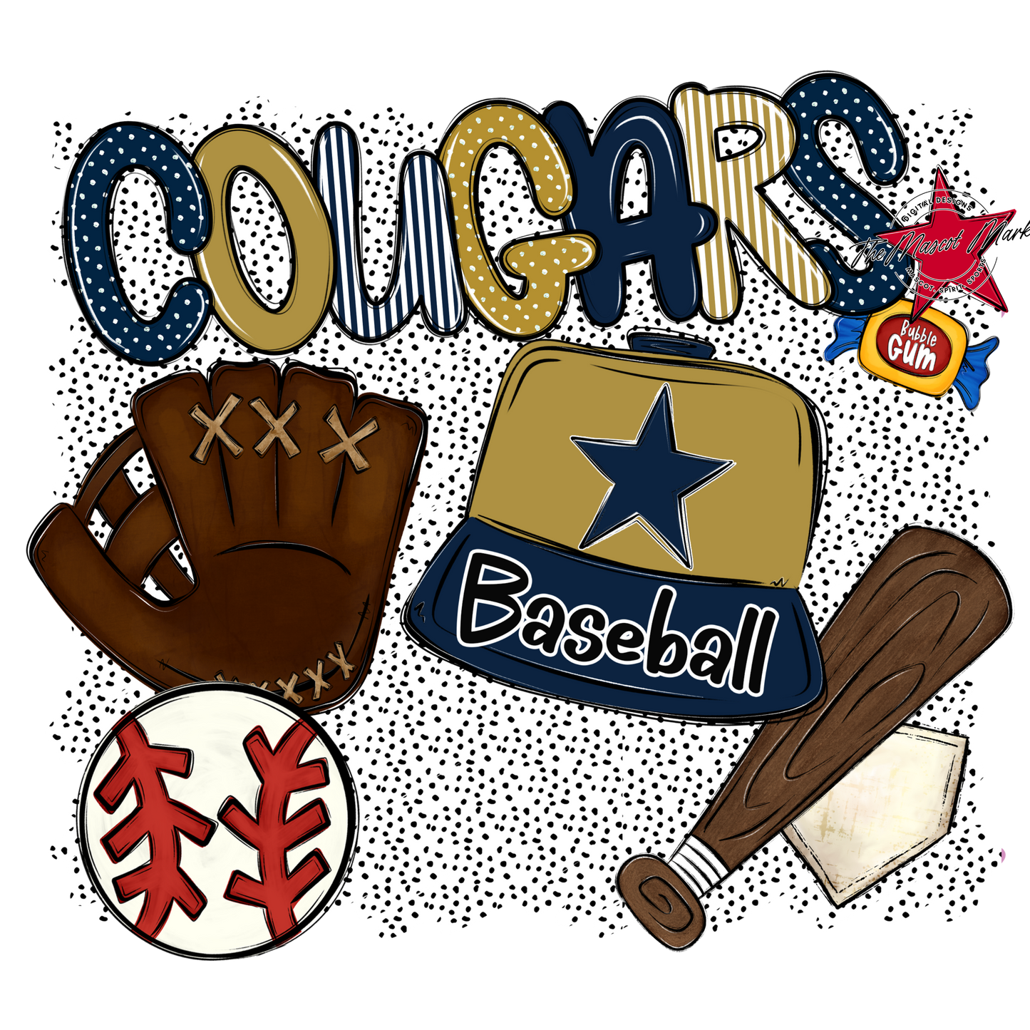 Cougars Baseball Spirit-Navy & Gold