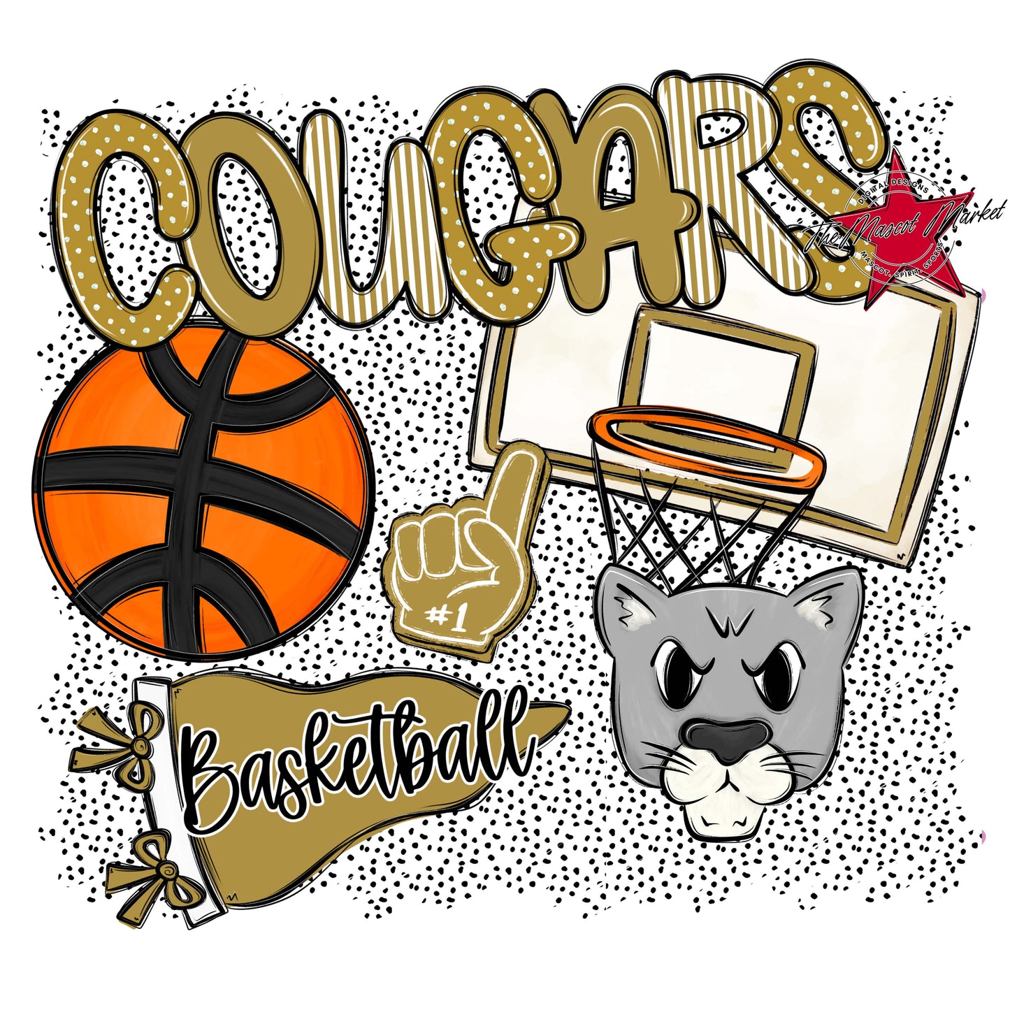 Cougars Basketball Spirit-Gold
