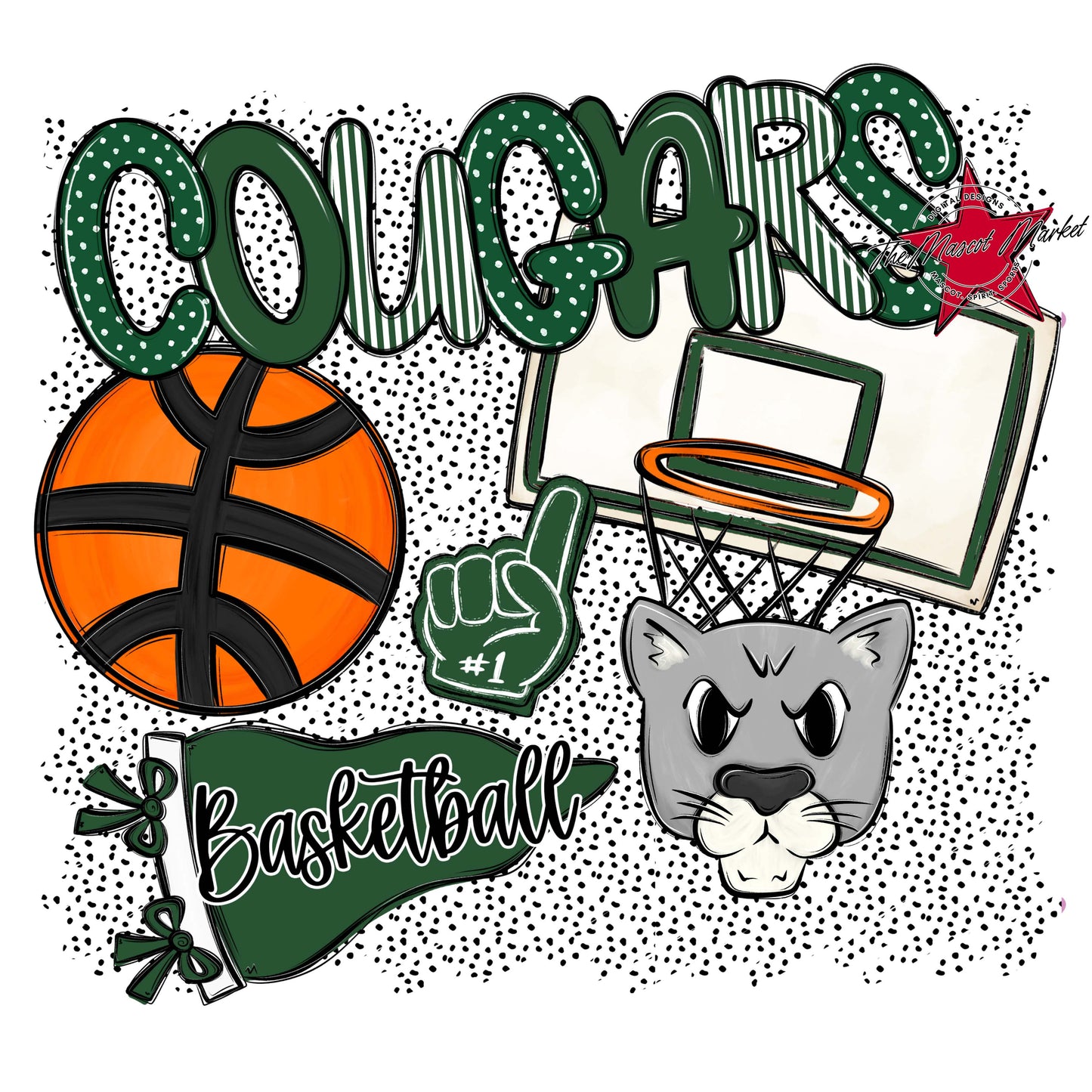 Cougars Basketball Spirit-Green
