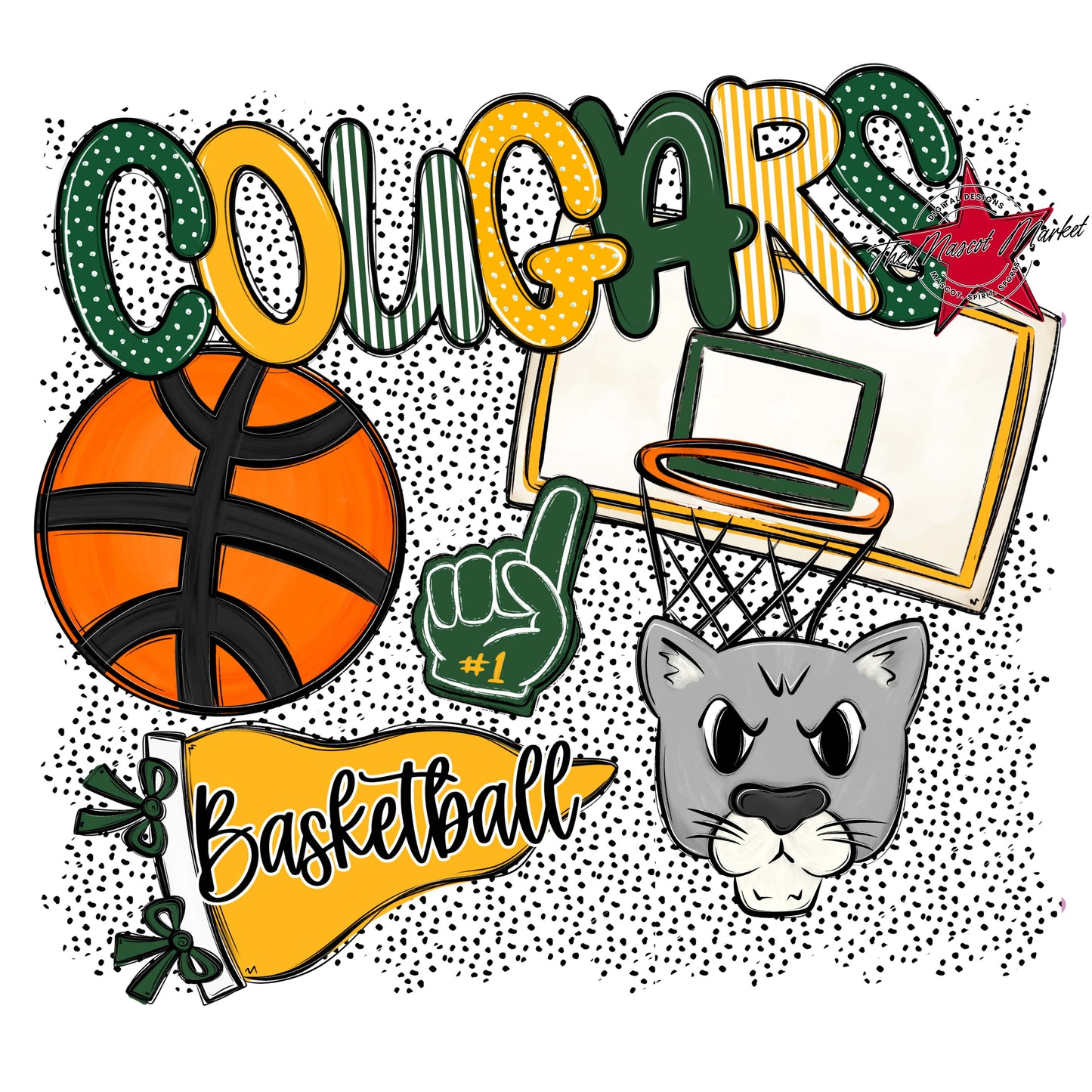 Cougars Basketball Spirit-Green & Yellow