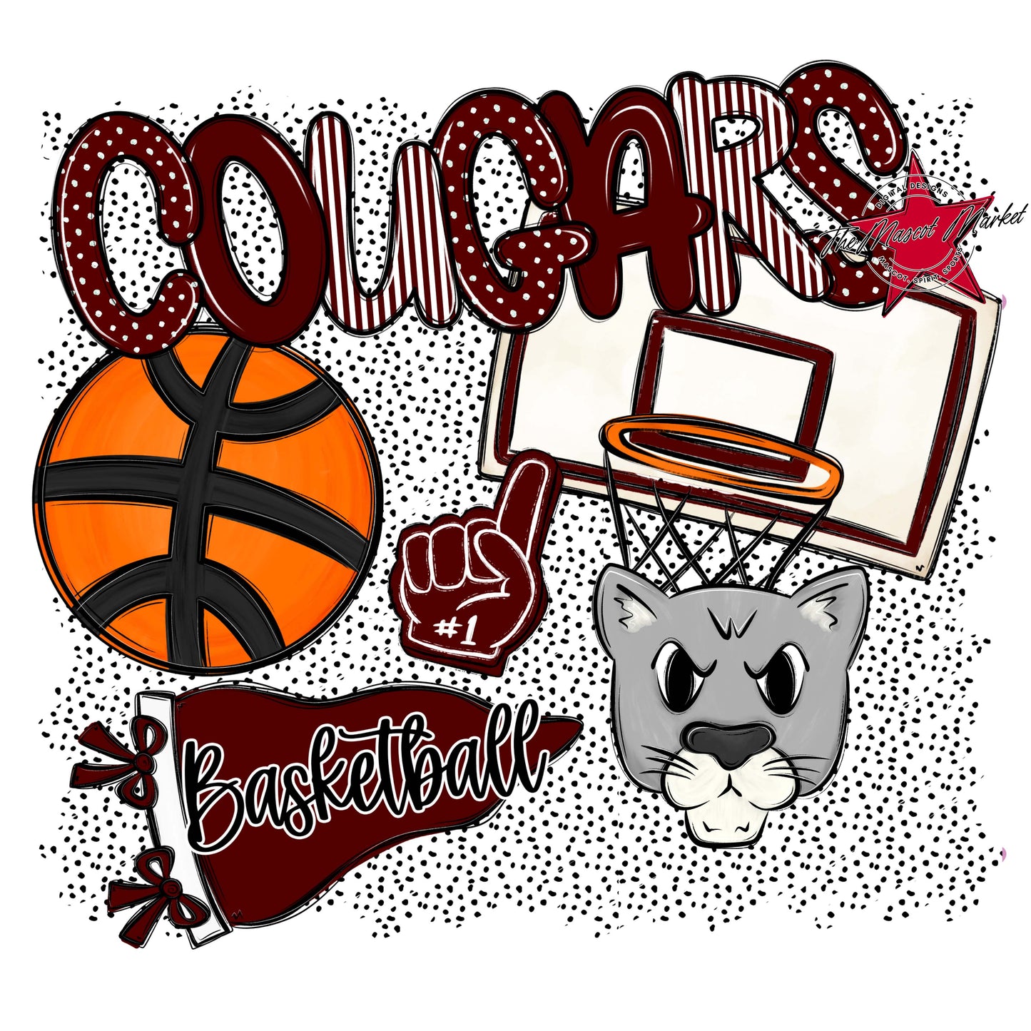 Cougars Basketball Spirit-Maroon