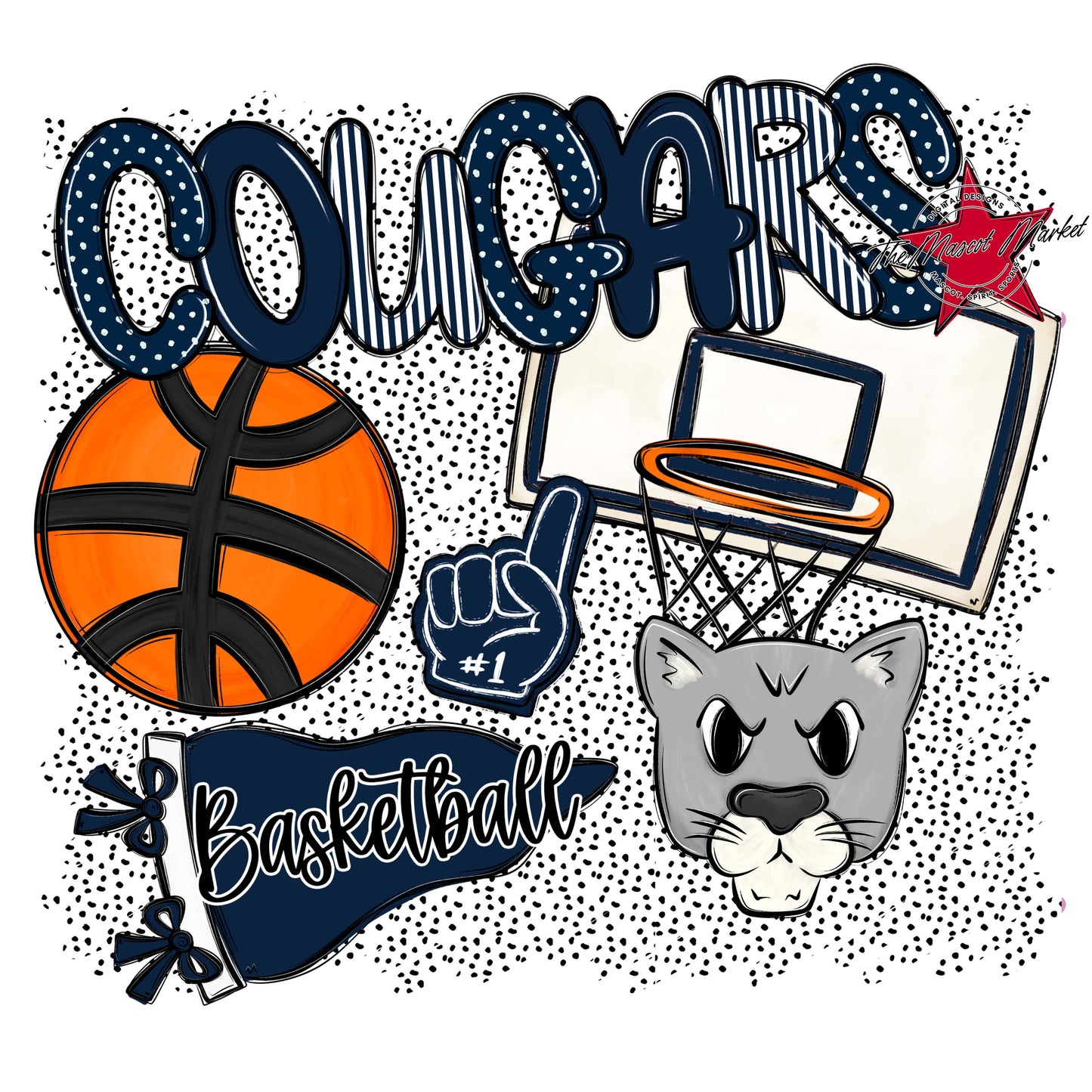 Cougars Basketball Spirit-Navy