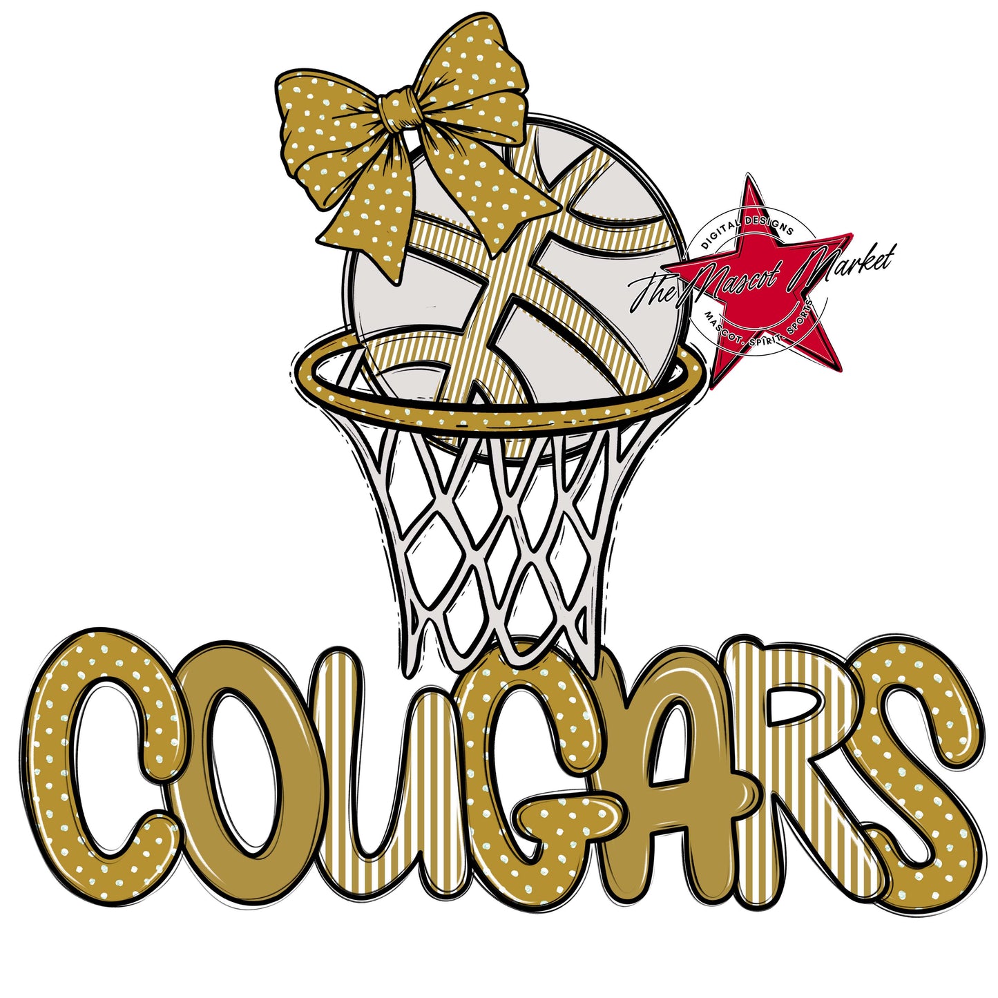 Cougars Basketball Spirit Design-Gold