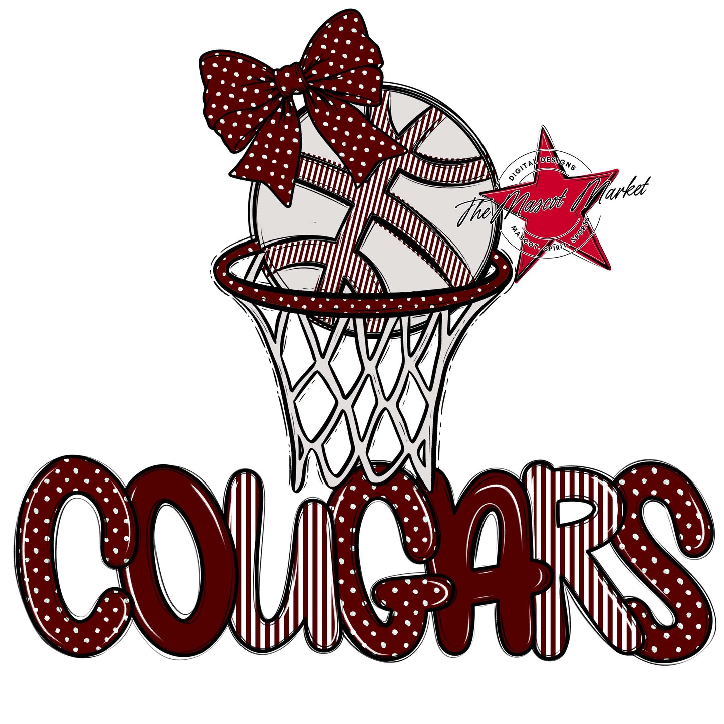Cougars Basketball Spirit Design-Maroon