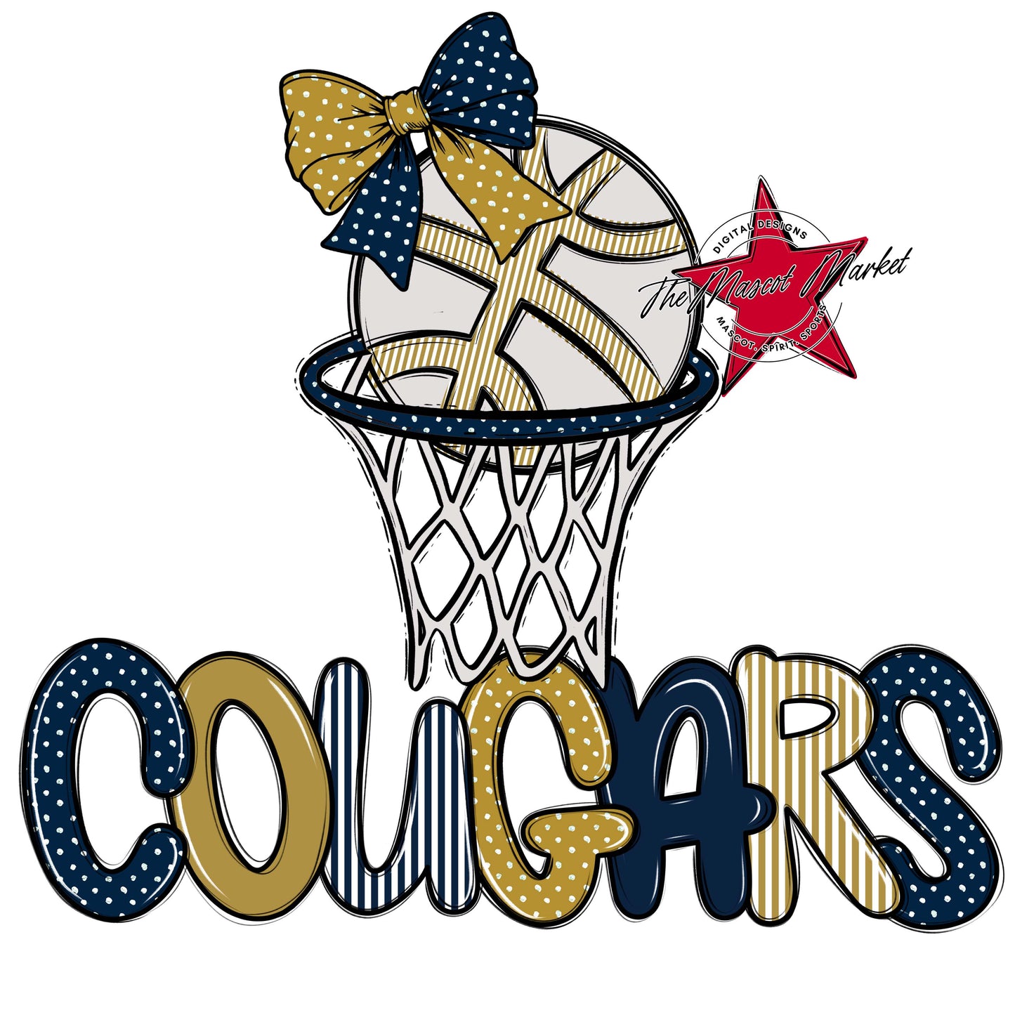 Cougars Basketball Spirit Design-Navy & Gold