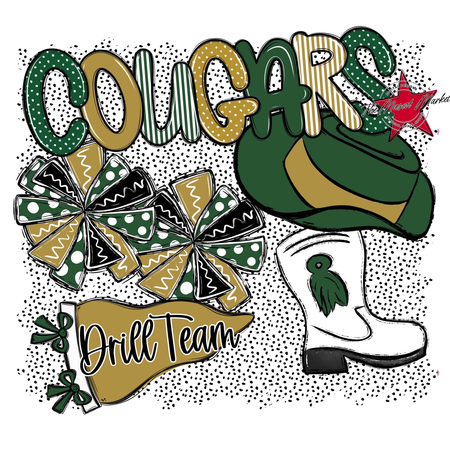 Cougars Drillteam Spirit-Green & Gold