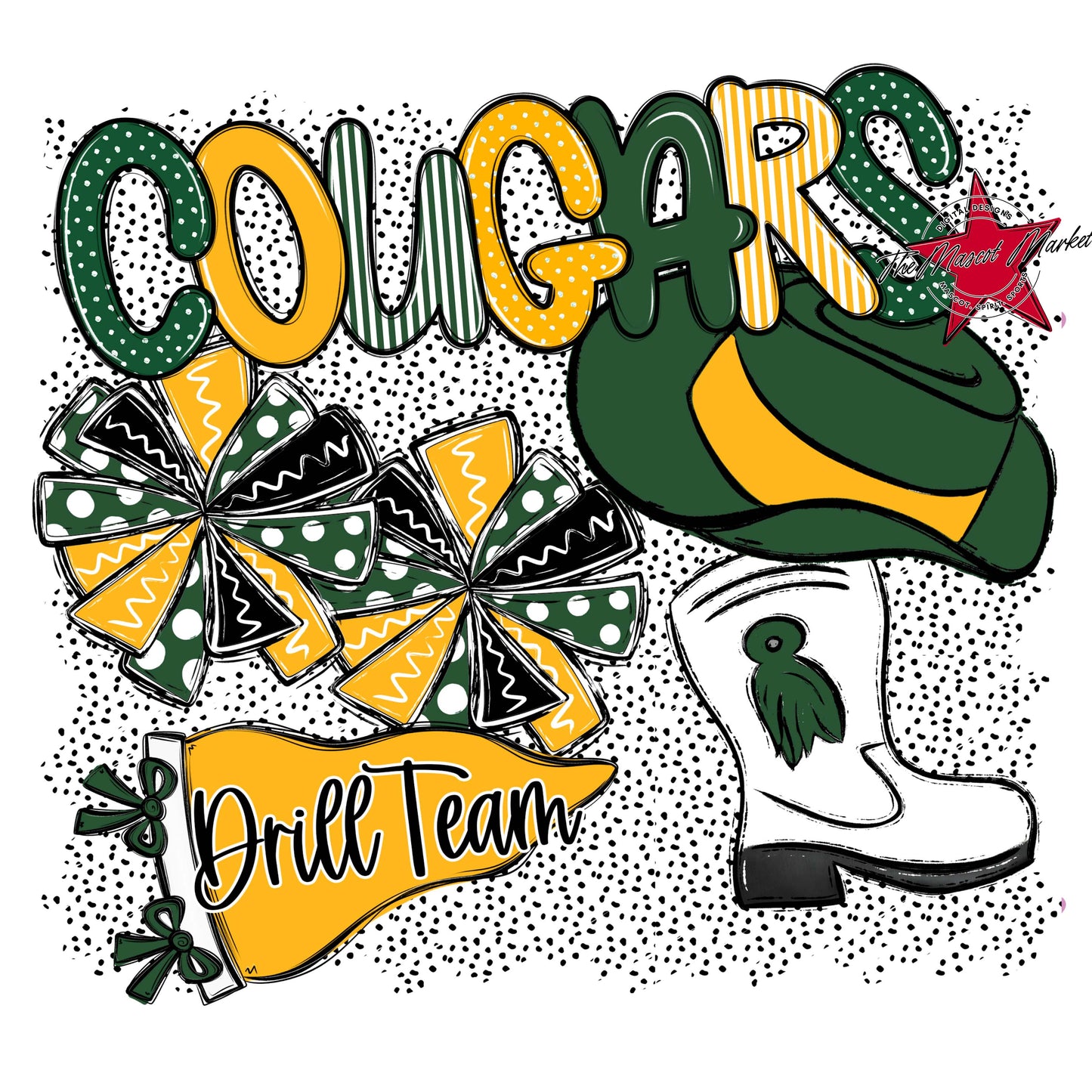 Cougars Drillteam Spirit-Green & Yellow