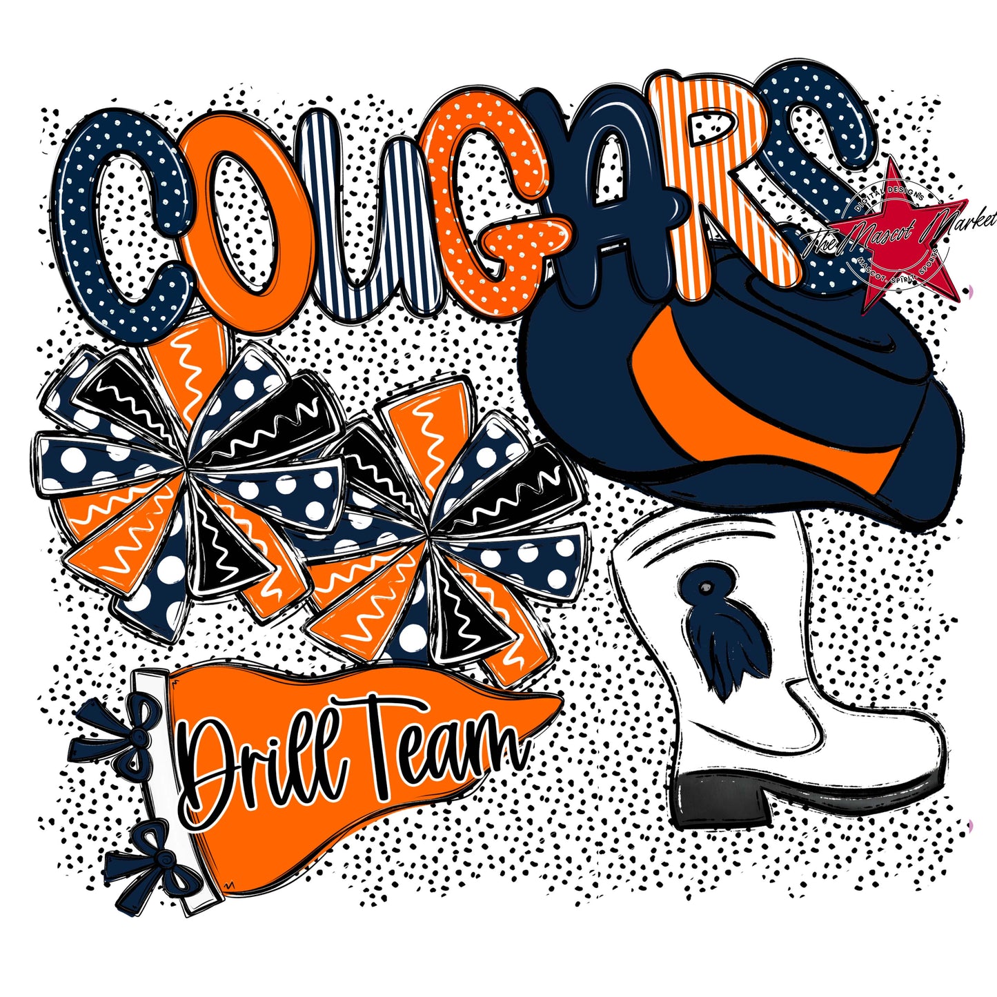 Cougars Drillteam Spirit-Navy & Orange