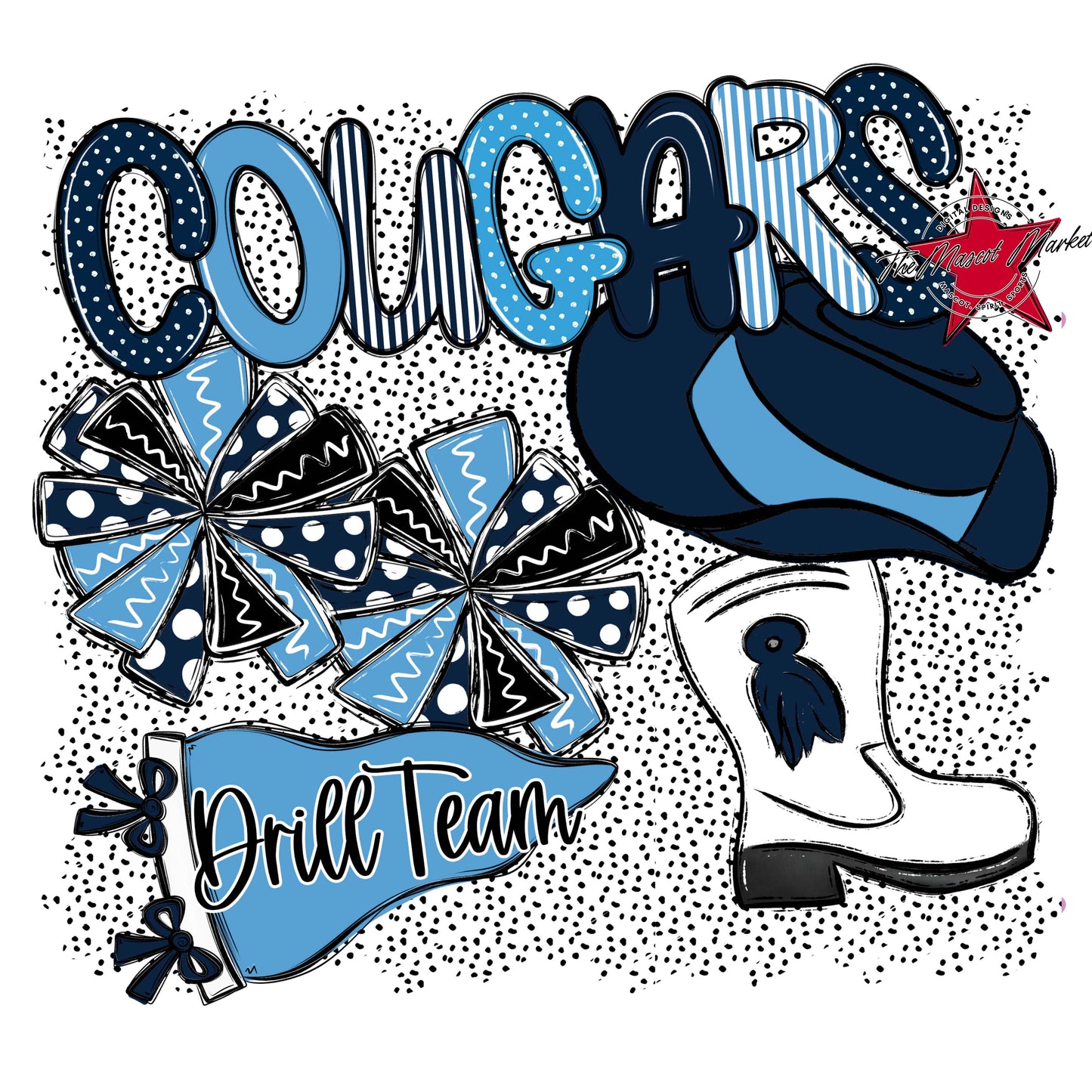 Cougars Drillteam Spirit-Navy & Carolina Blue