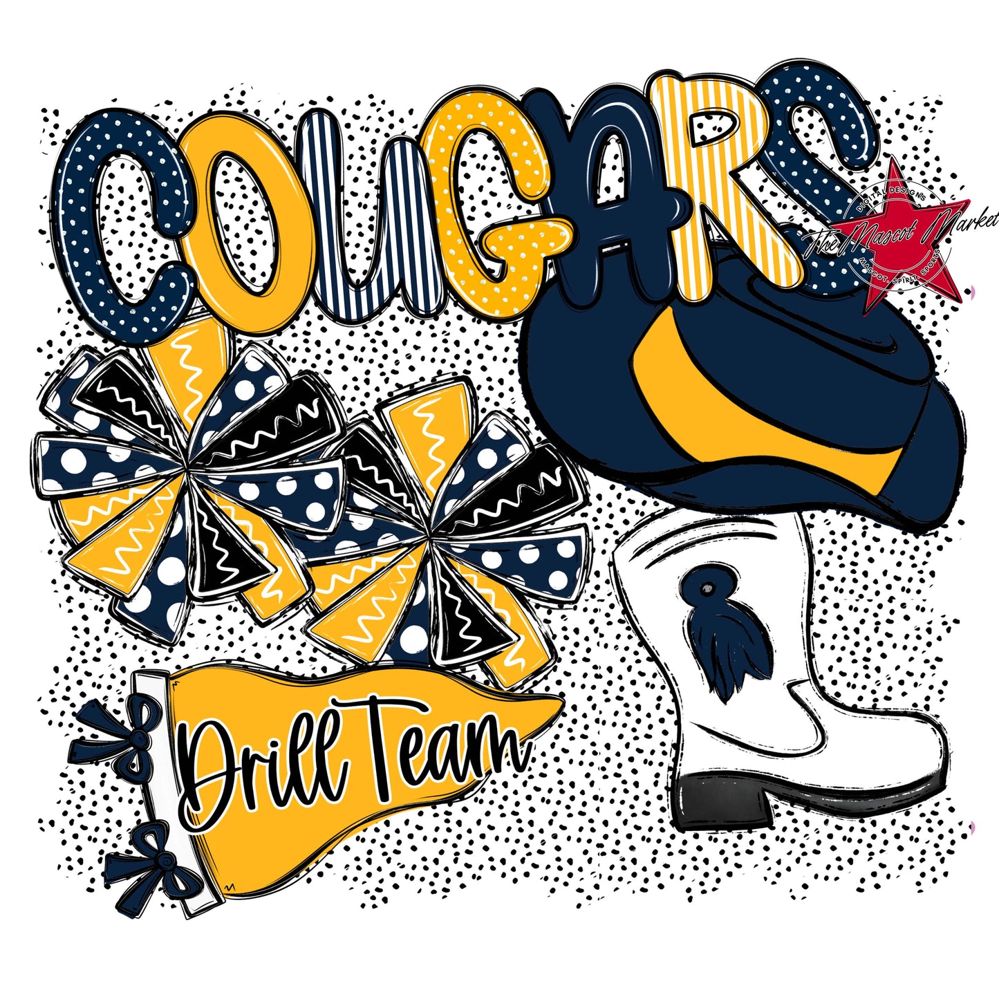 Cougars Drillteam Spirit-Navy & Yellow