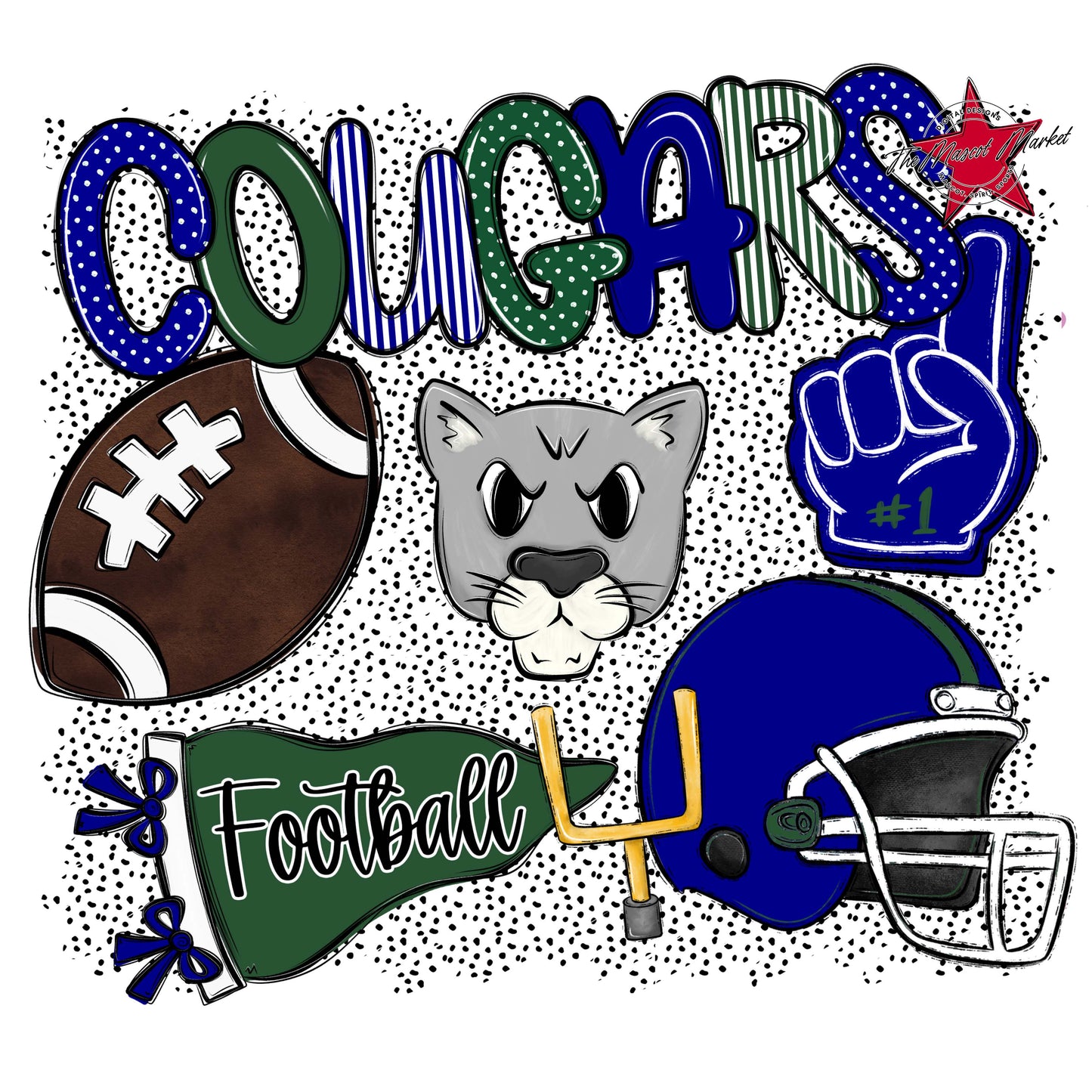 Cougars Football Spirit-Blue & Green