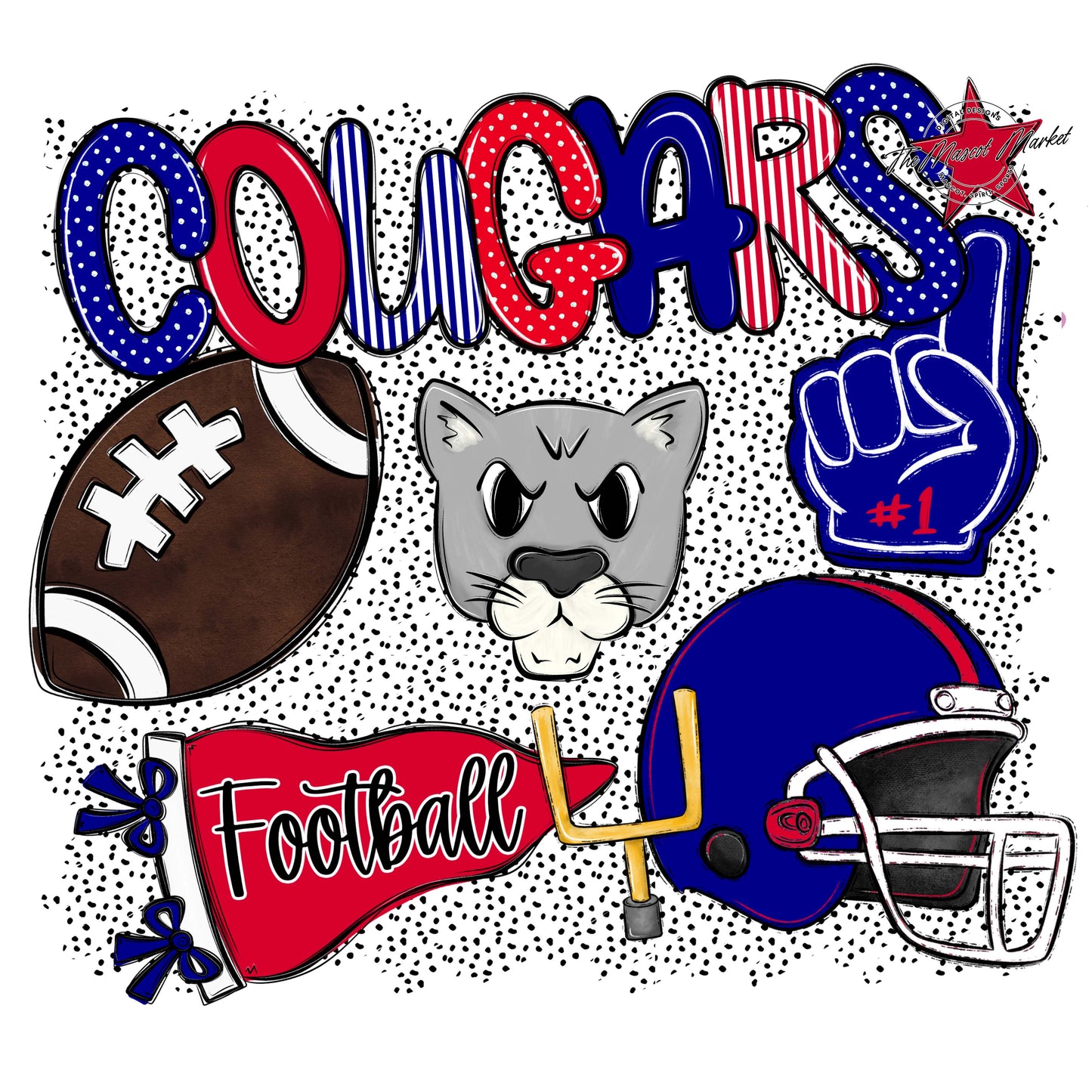Cougars Football Spirit-Blue & Red