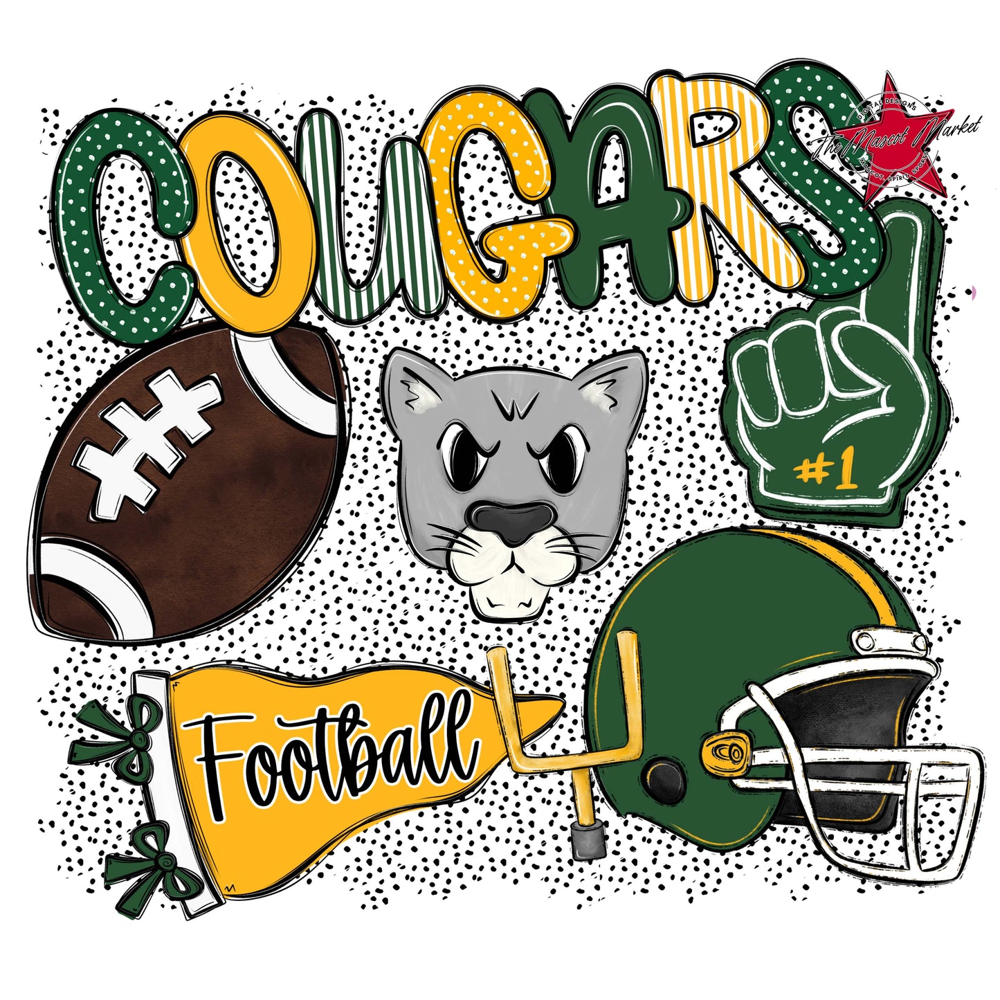 Cougars Football Spirit-Green & Yellow