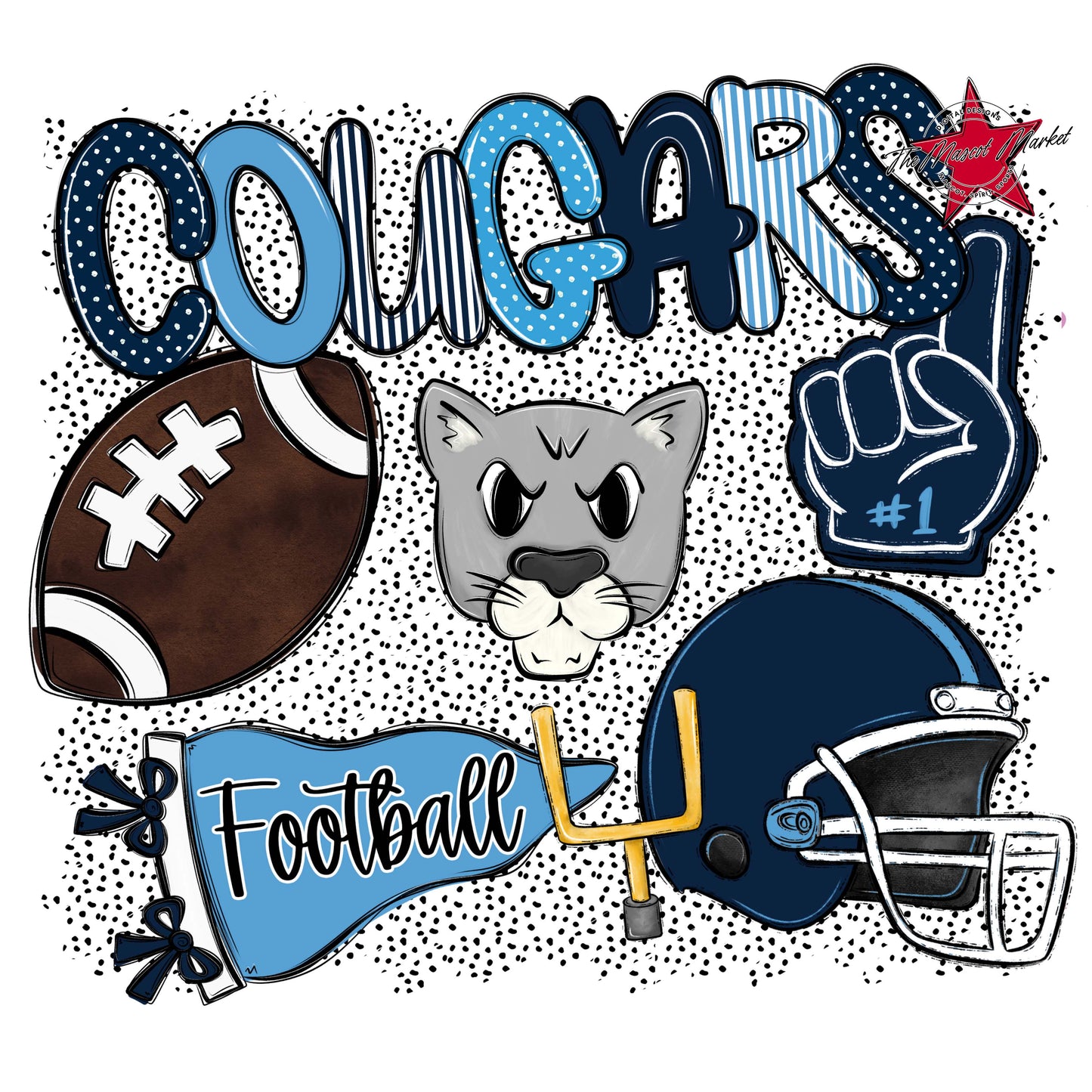 Cougars Football Spirit-Navy & Carolina Blue