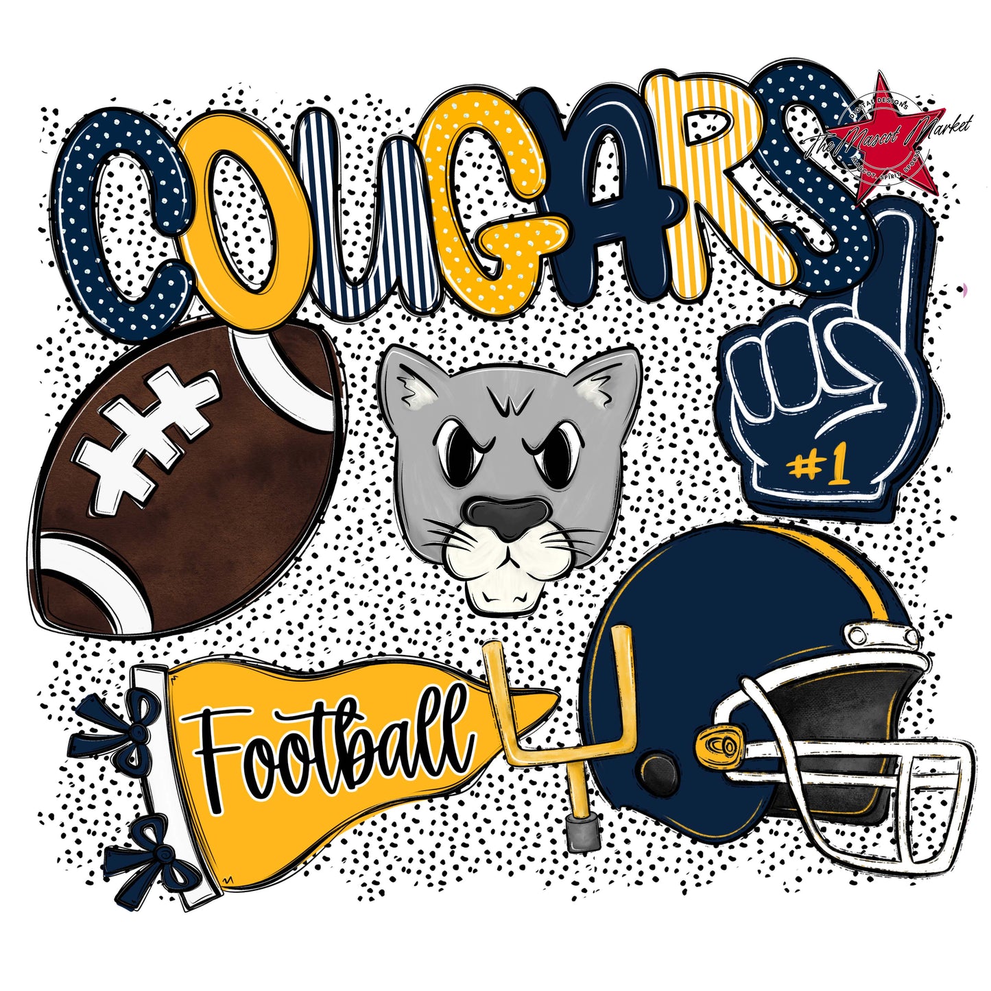 Cougars Football Spirit-Navy & Yellow
