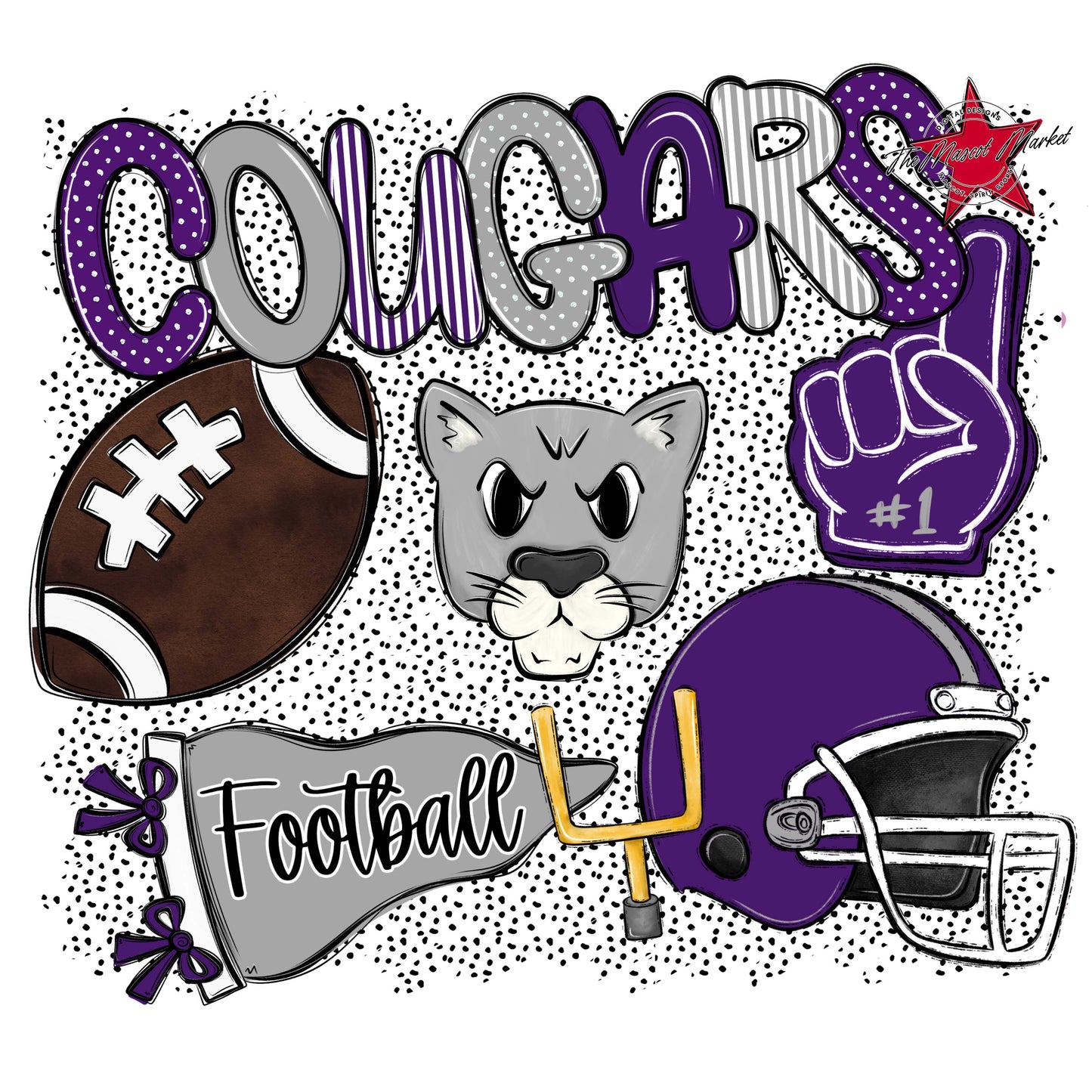 Cougars Football Spirit-Purple & Grey