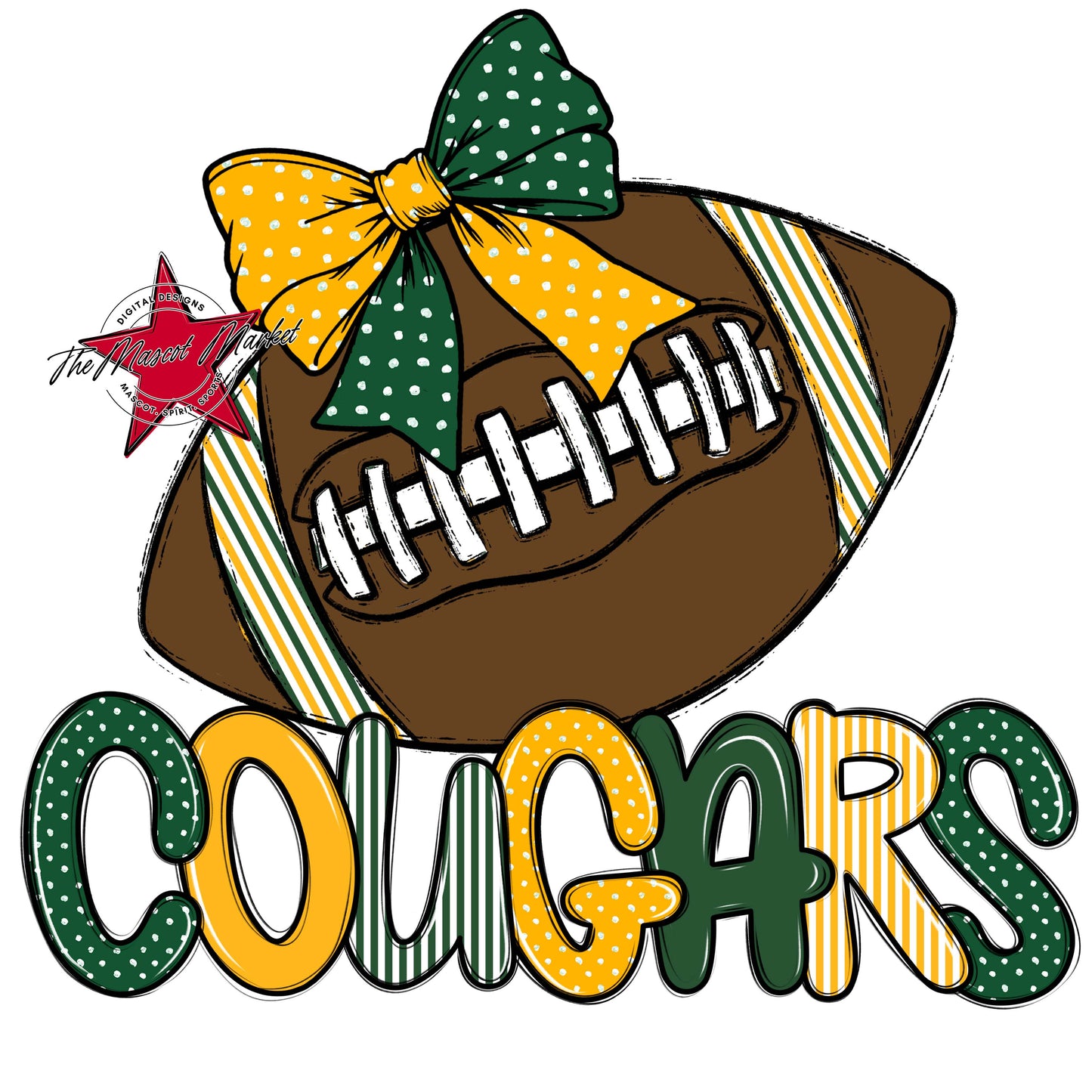 Cougars Football Spirit Design-Green & Yellow