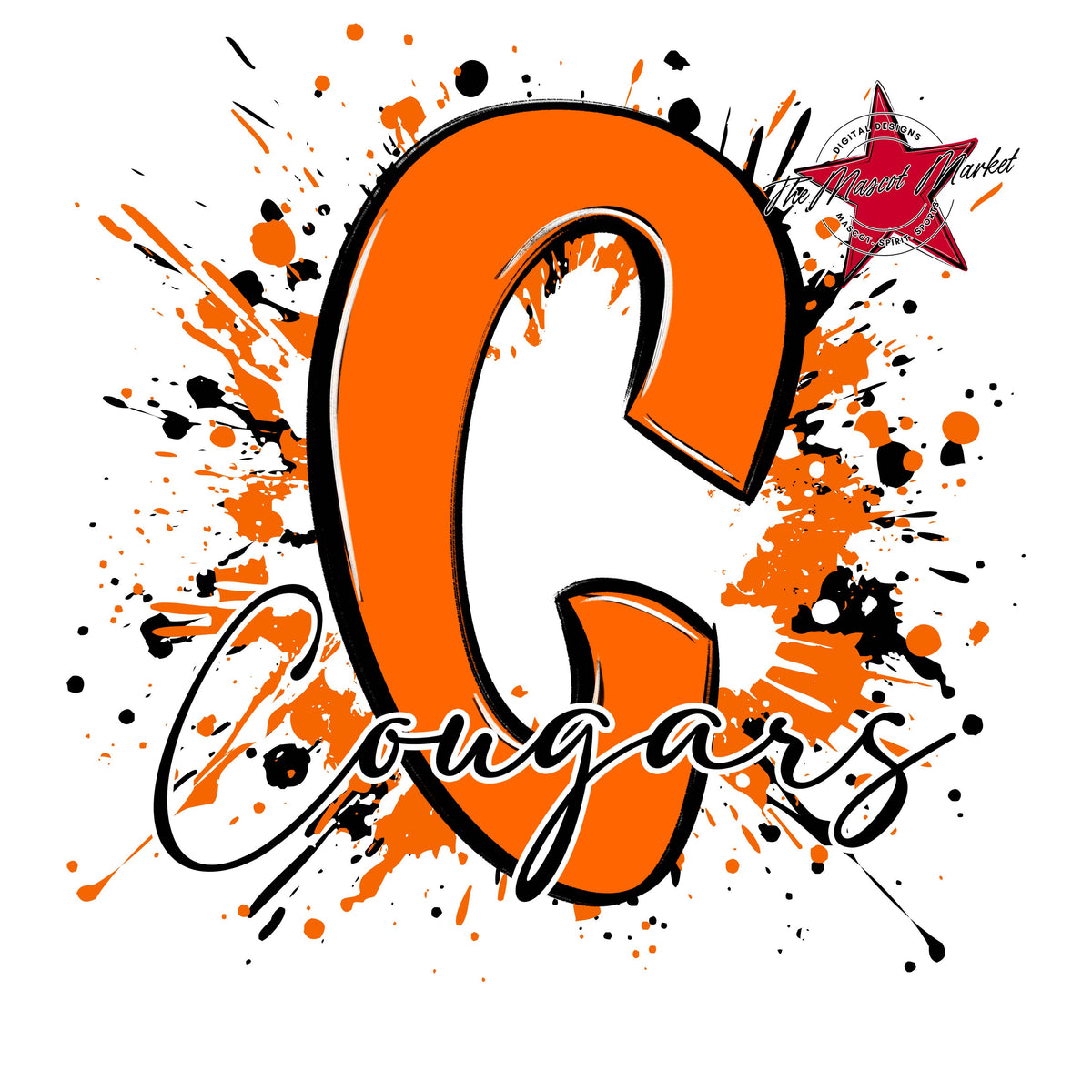 Cougars Mascot Splatter-Orange