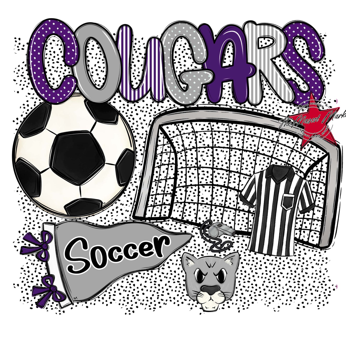 Cougars Soccer Spirit-Purple & Grey